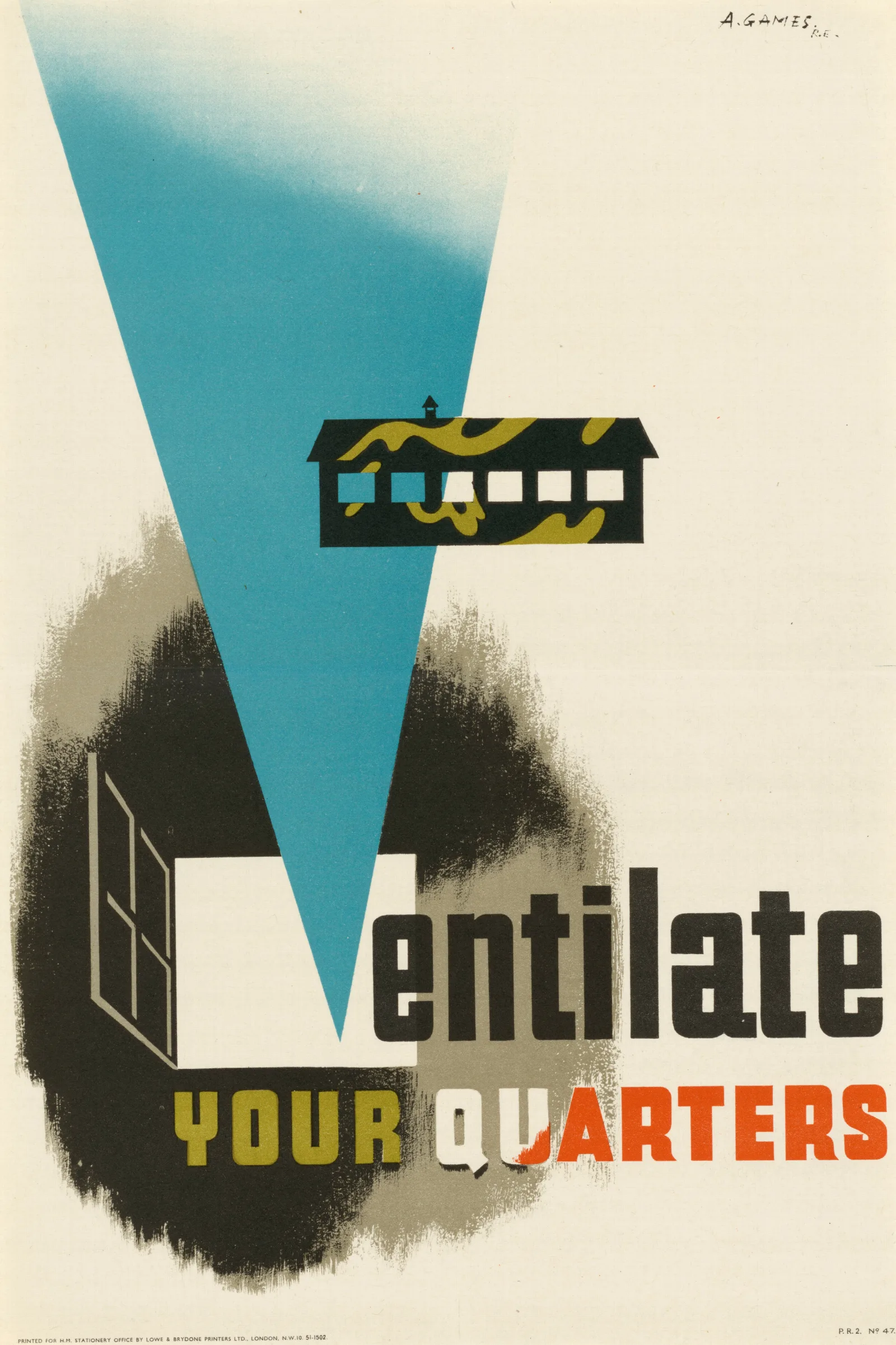 Ventilate Your Quarters Wall Art by Abram Games - Canvas Print