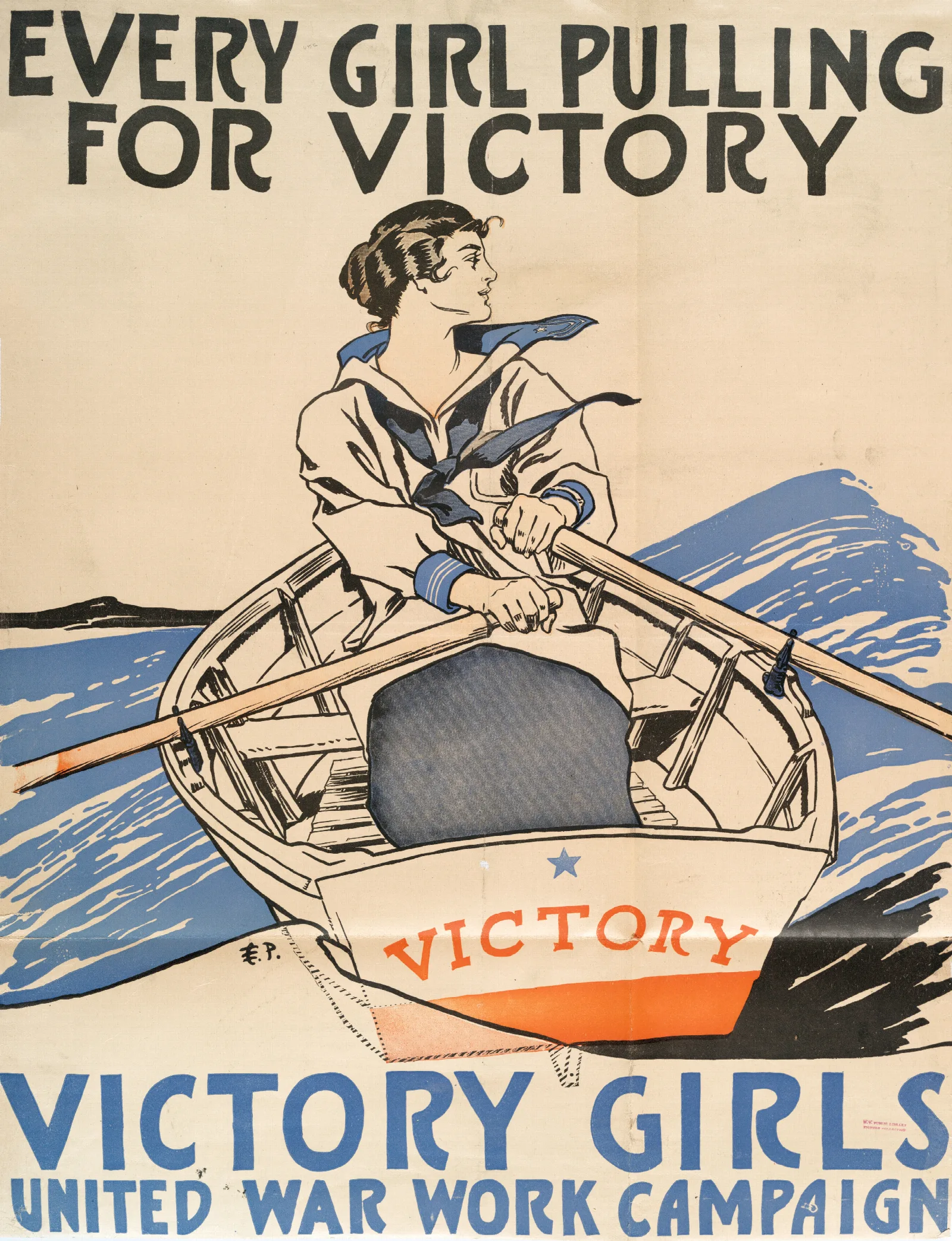 Every Girl Pulling For Victory Victory Girls United War Work Campaign Wall Art by Edward Penfield - Canvas Print