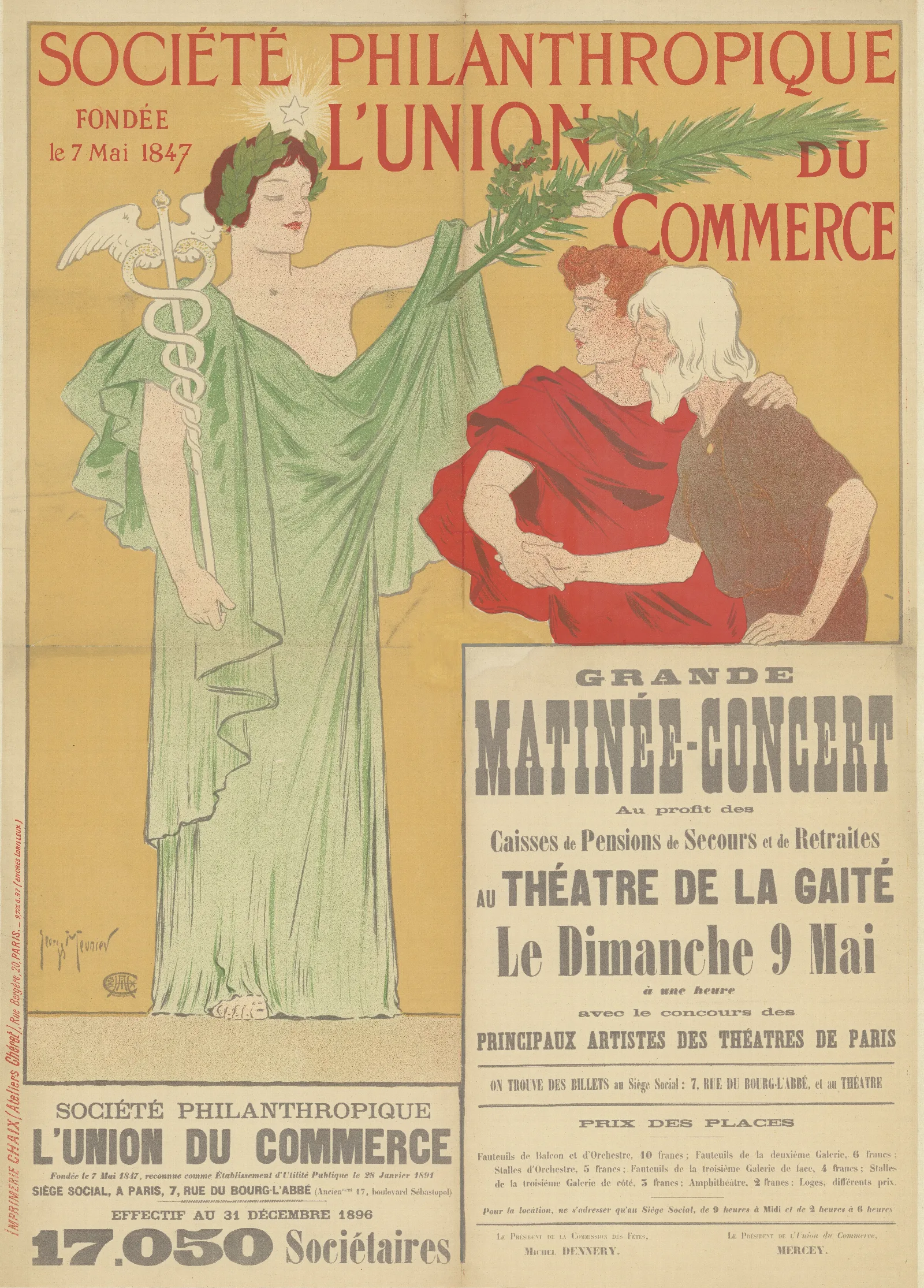 Societe Philanthropique Lunion Du Commerce Wall Art by Georges Meunier - Canvas Print