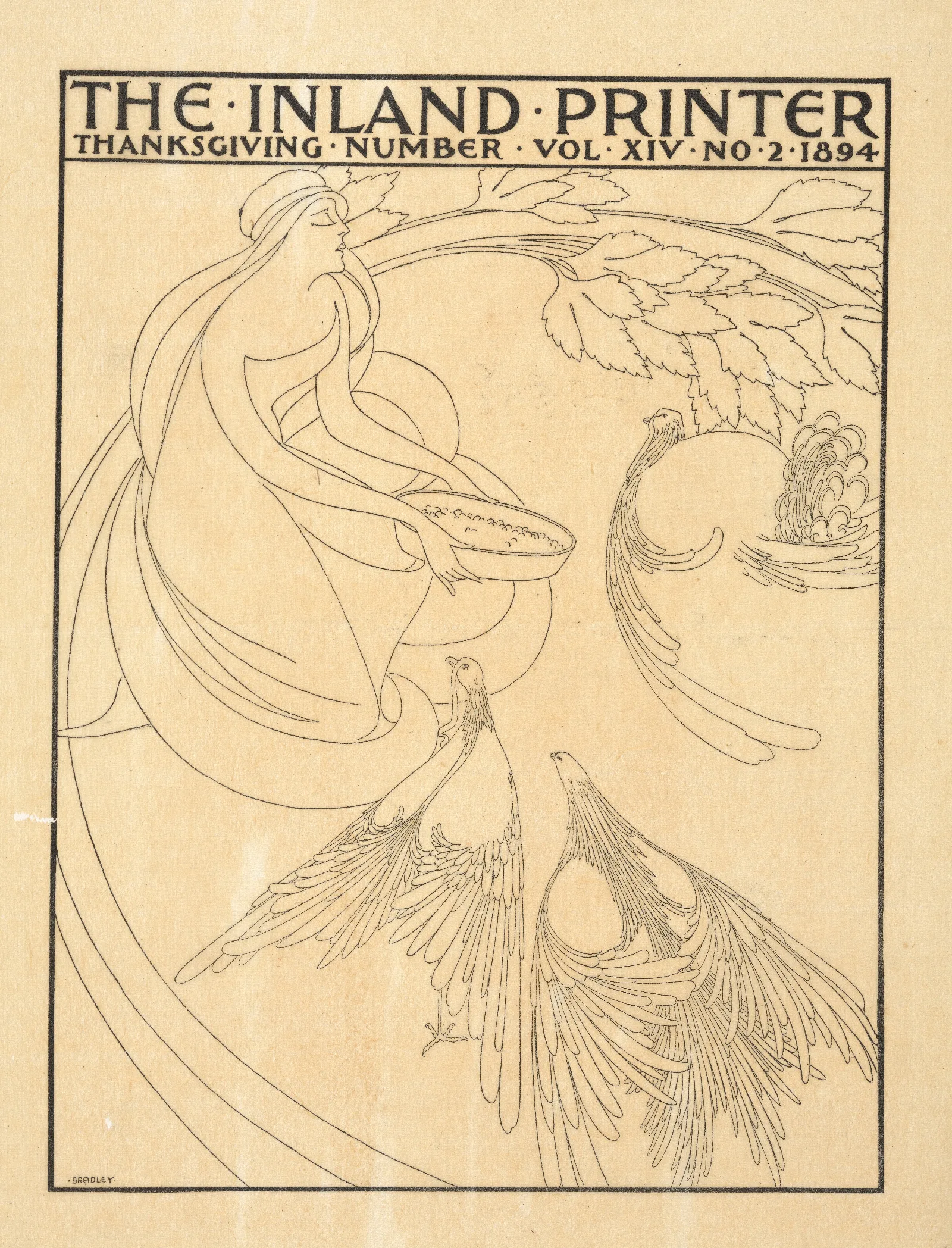 The Inland Printer Cover Design Thanksgiving Issue Vol Xiv No 2 1894 by Will Bradley - Canvas Print