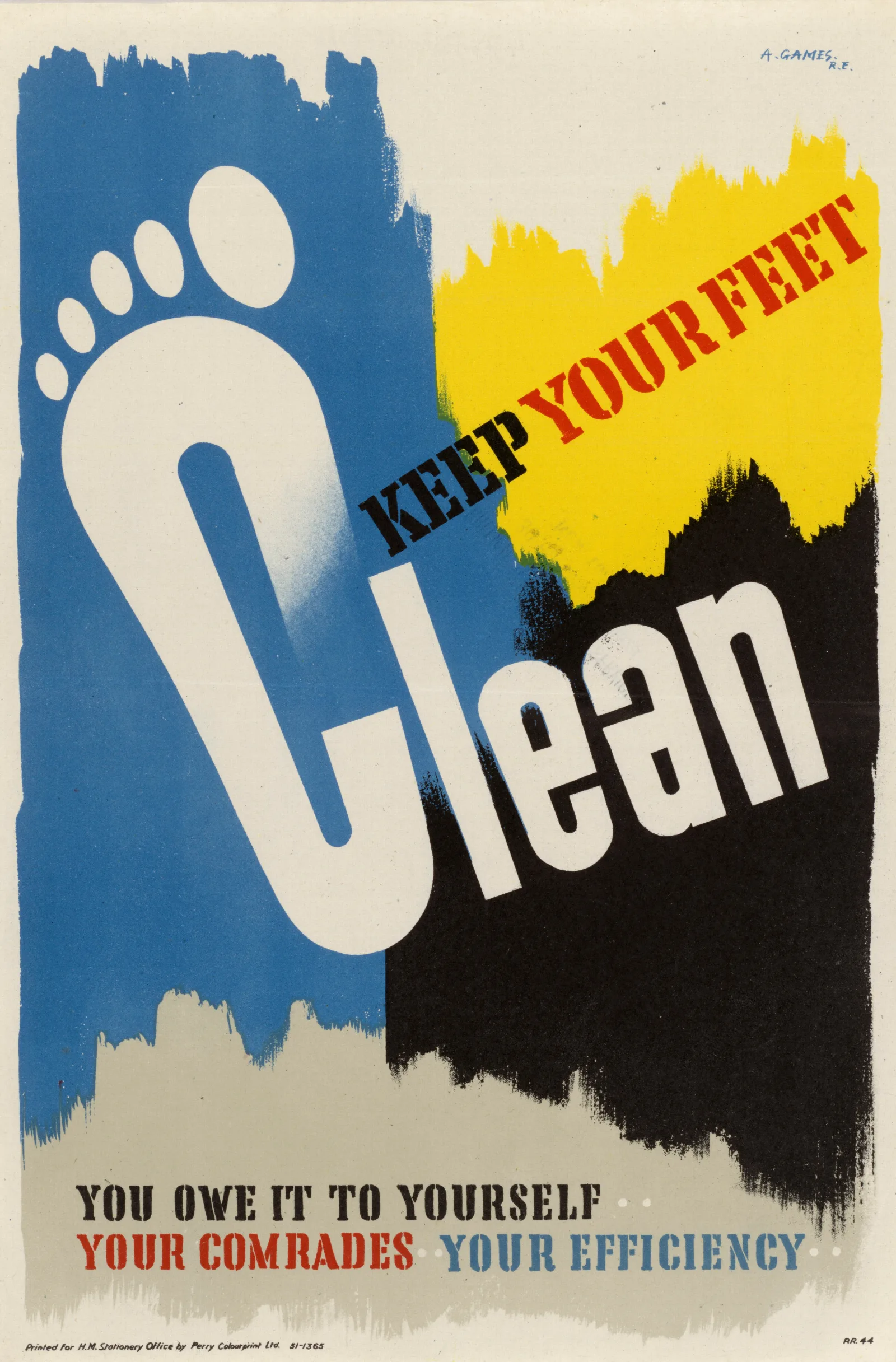 Keep Your Feet Clean Wall Art by Abram Games - Canvas Print