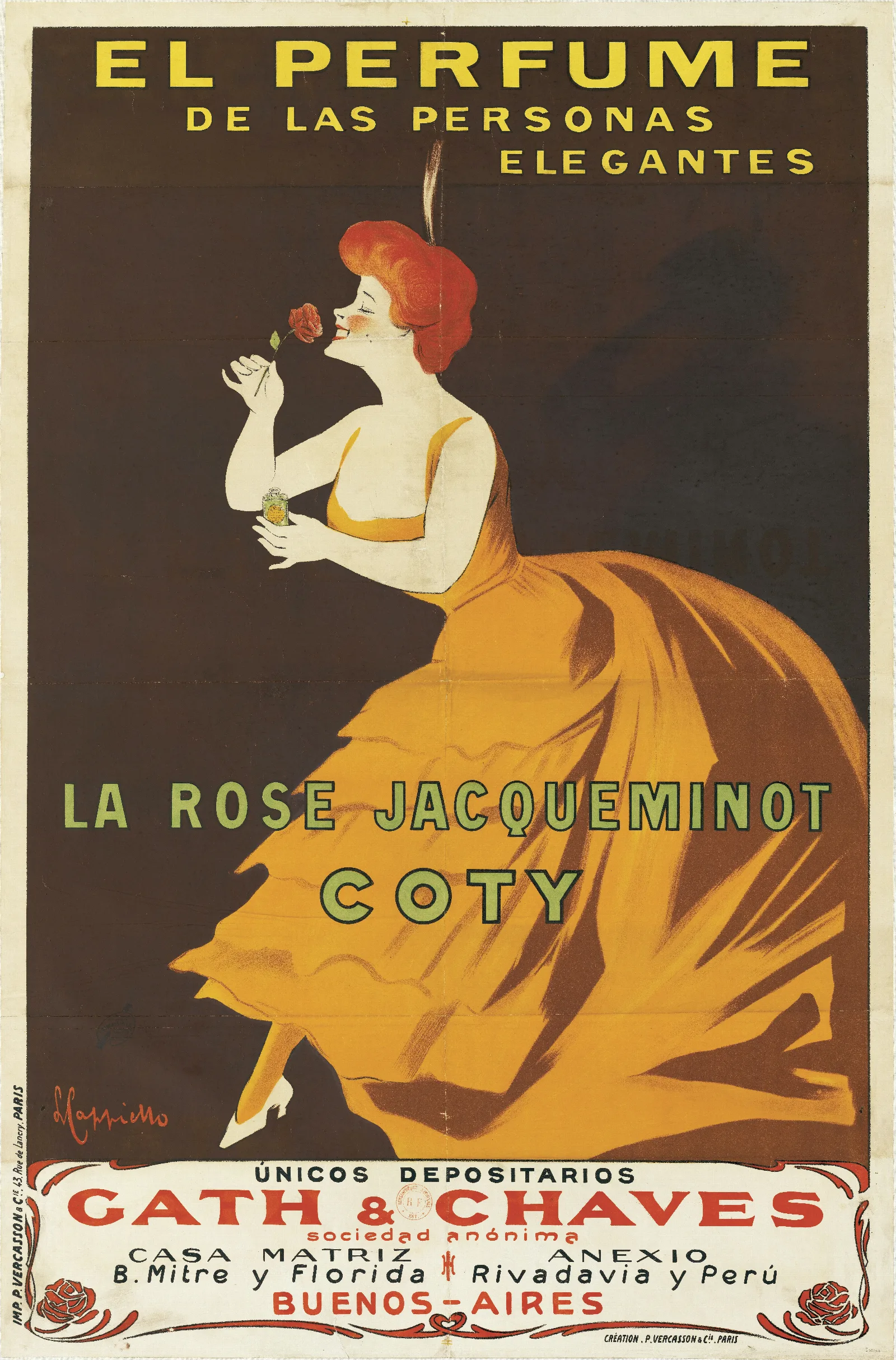 La Rose Jacqueminot Coty 2 Wall Art by Leonetto Cappiello - Canvas Print