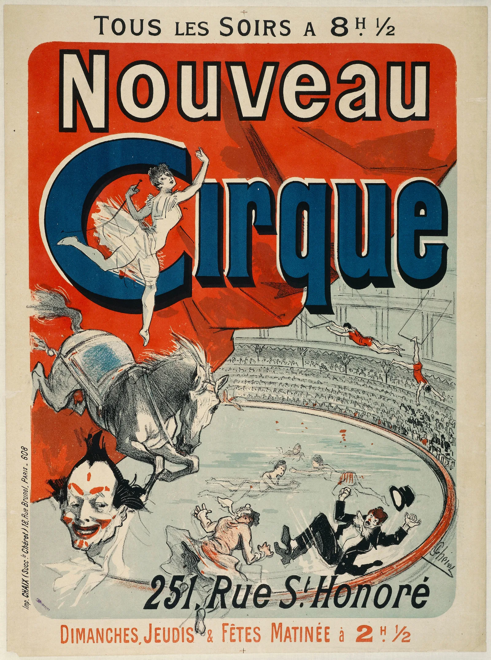 Nouveau Cirque 251 Rue St Honore Wall Art by Jules Chéret - Canvas Print