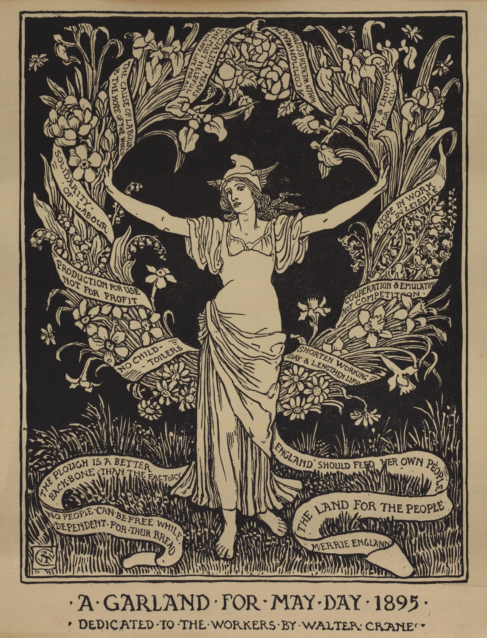 A Garland For May Day Wall Art by Walter Crane - Canvas Print