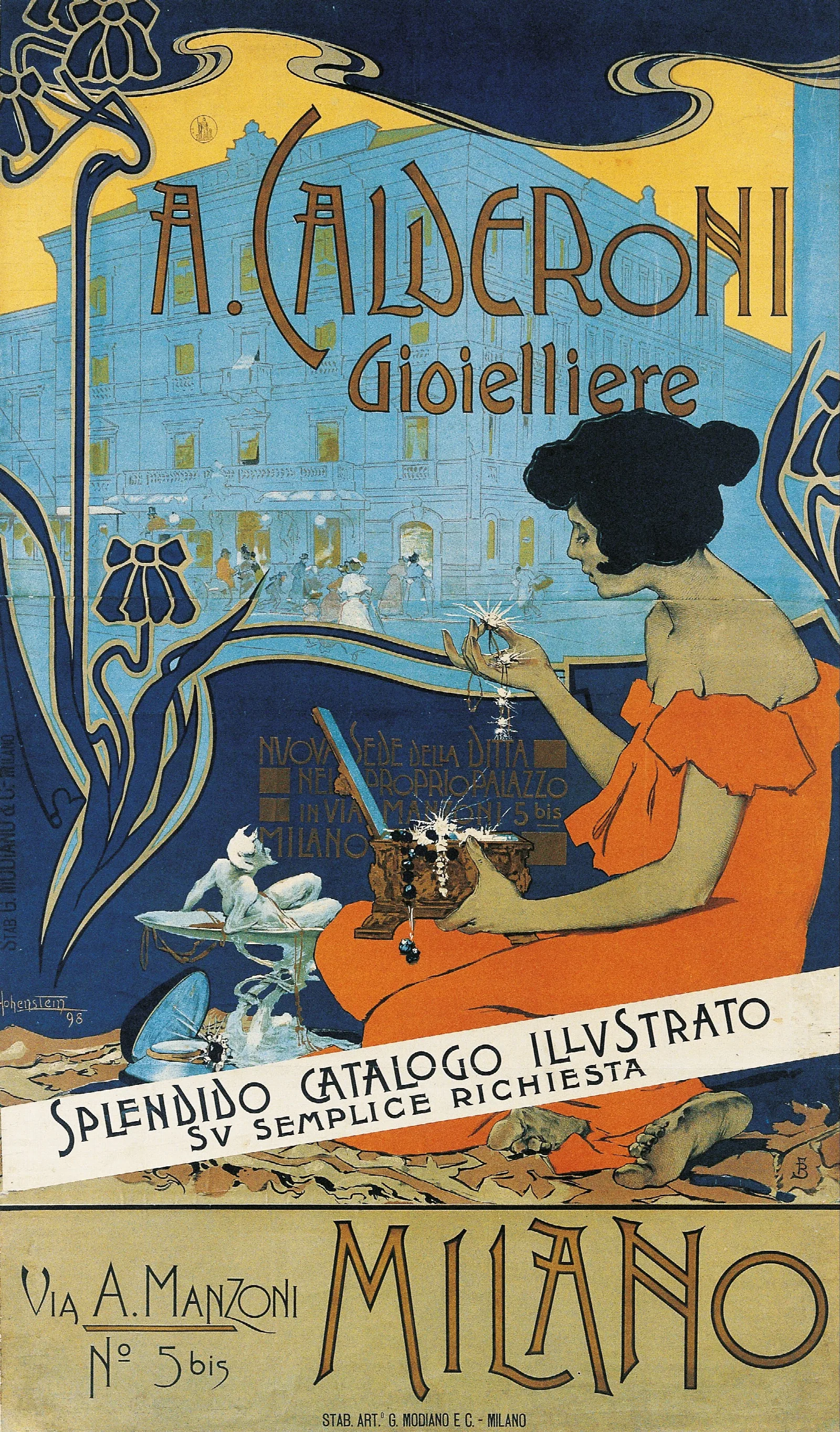 A Calderoni Gioielliere Wall Art by Adolfo Hohenstein - Canvas Print