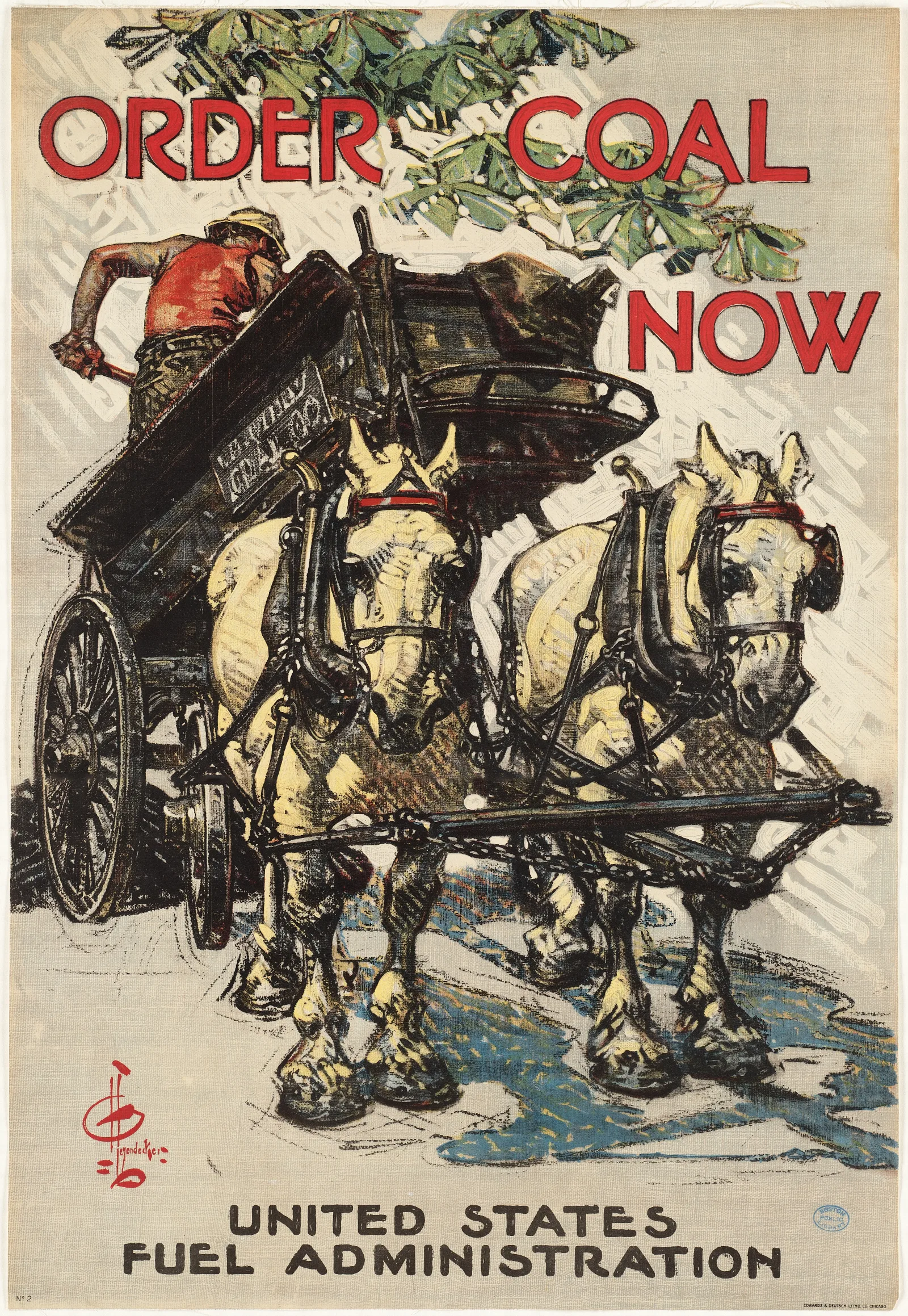 Order Coal Now Wall Art by Joseph Christian Leyendecker - Canvas Print