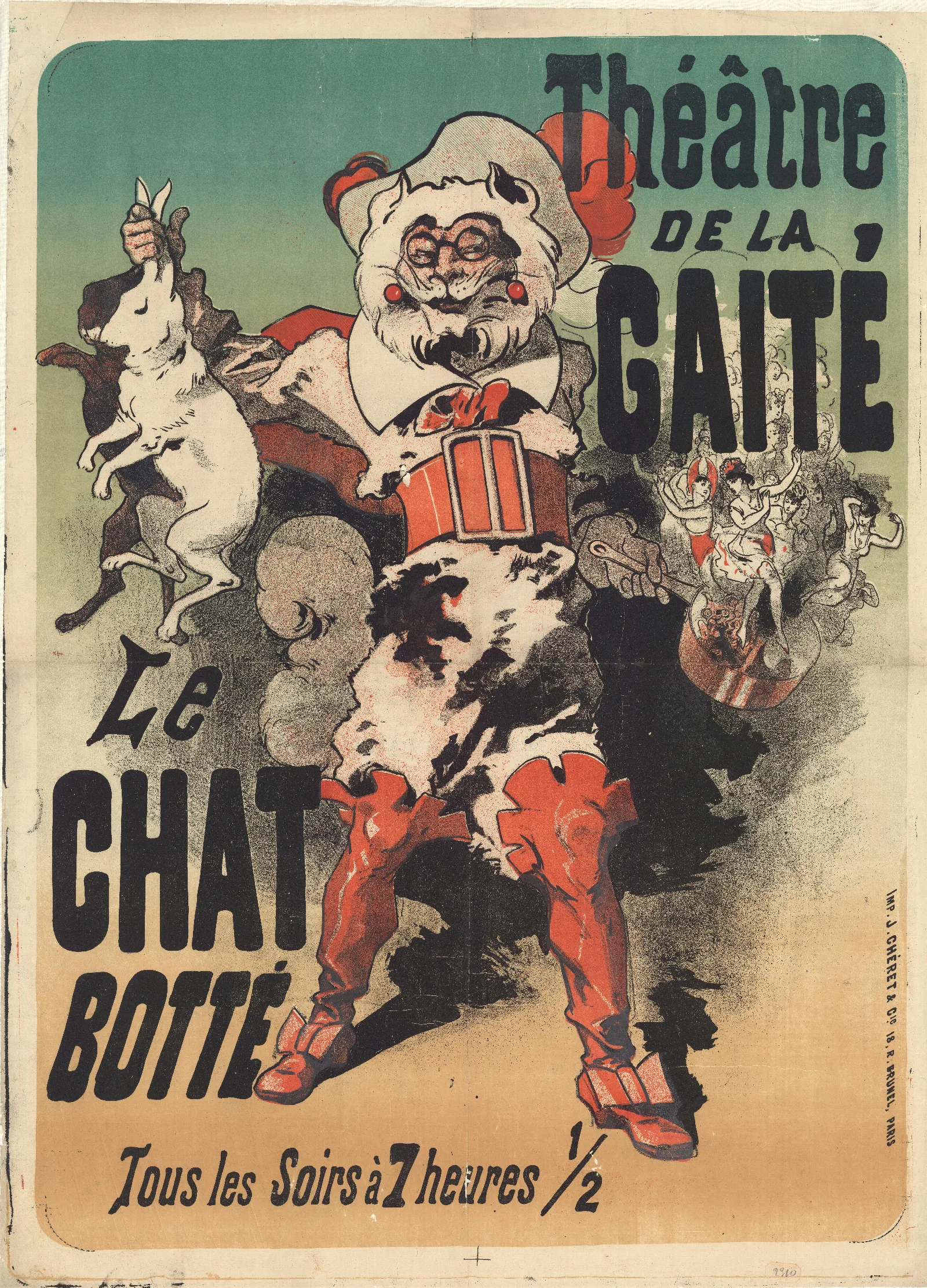 Theatre De La Gaite Le Chat Botte 2 Wall Art by Jules Chéret - Canvas Print