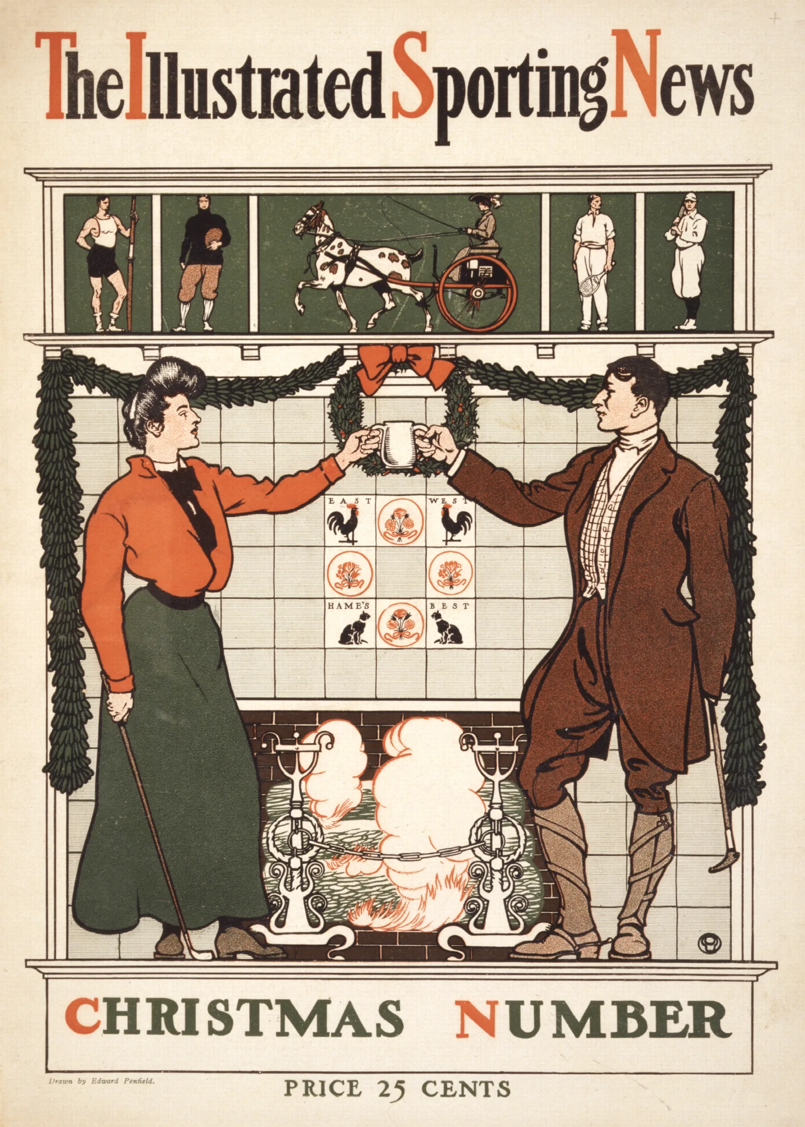 The Illustrated Sporting News Christmas Number Wall Art by Edward Penfield - Canvas Print