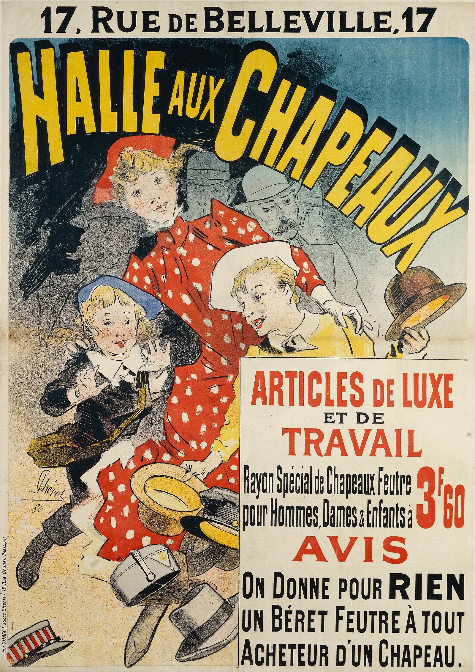 Halle Aux Chapeaux Wall Art by Jules Chéret - Canvas Print