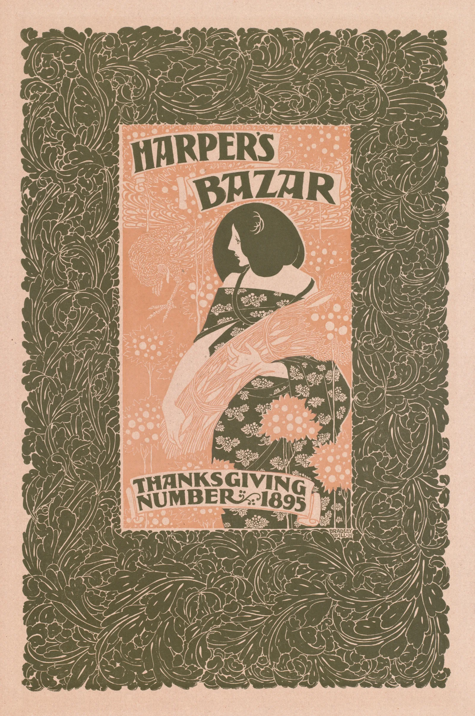 Harpers Bazar Thanksgiving Number 1895 Wall Art by Will Bradley - Canvas Print