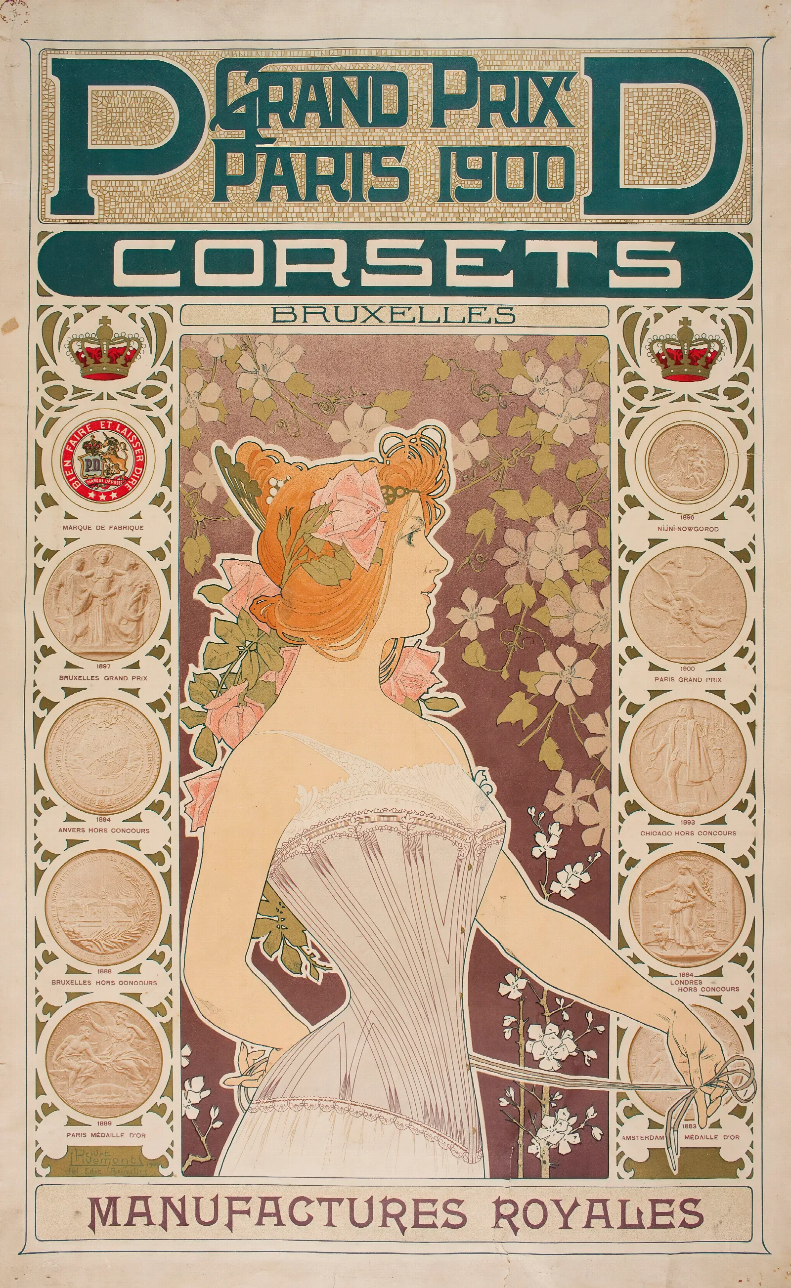 Pd Corsets Wall Art by Henri Privat-Livemont - Canvas Print