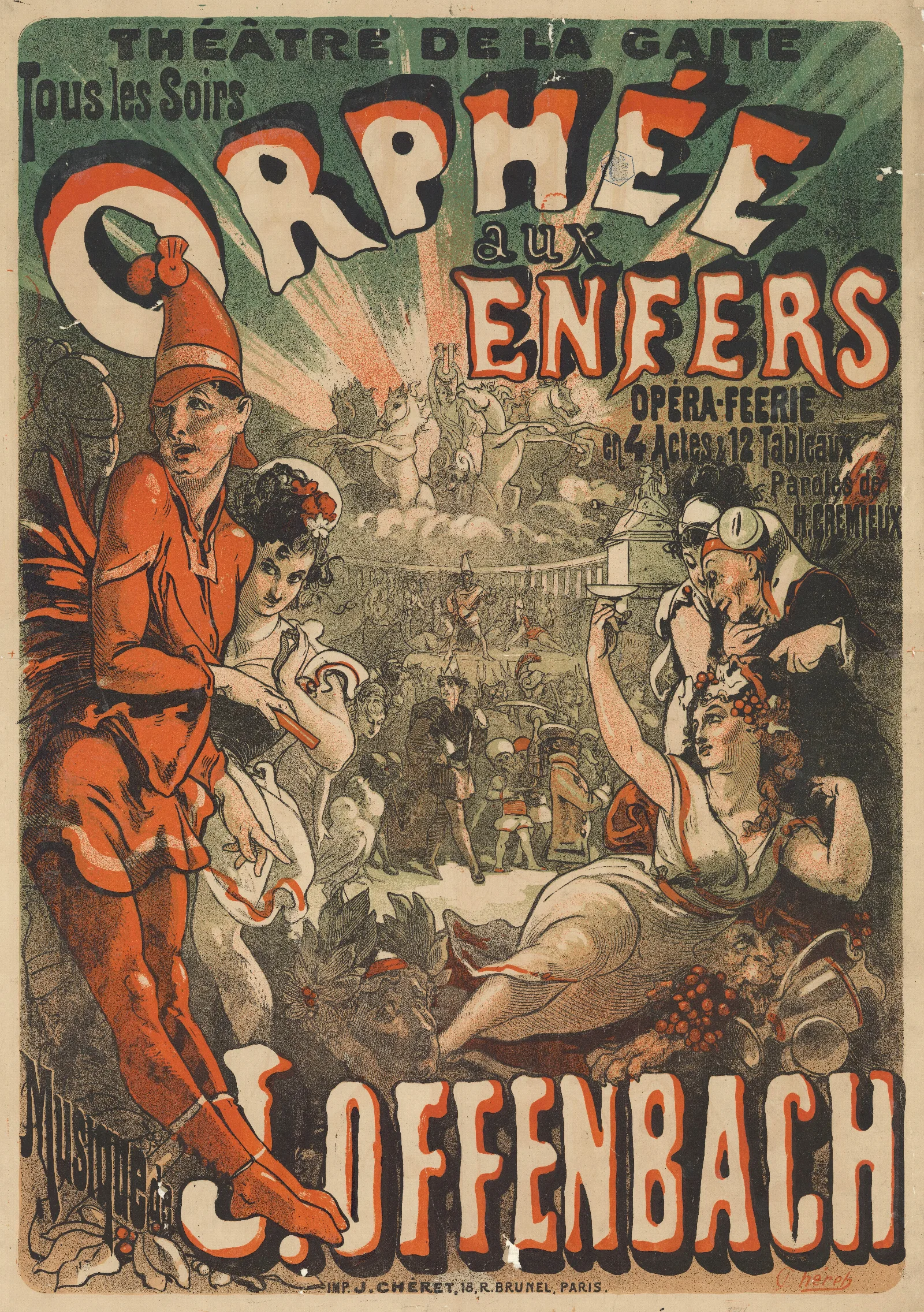 Jacques Offenbachs Orphee Aux Enfers Wall Art by Jules Chéret - Canvas Print