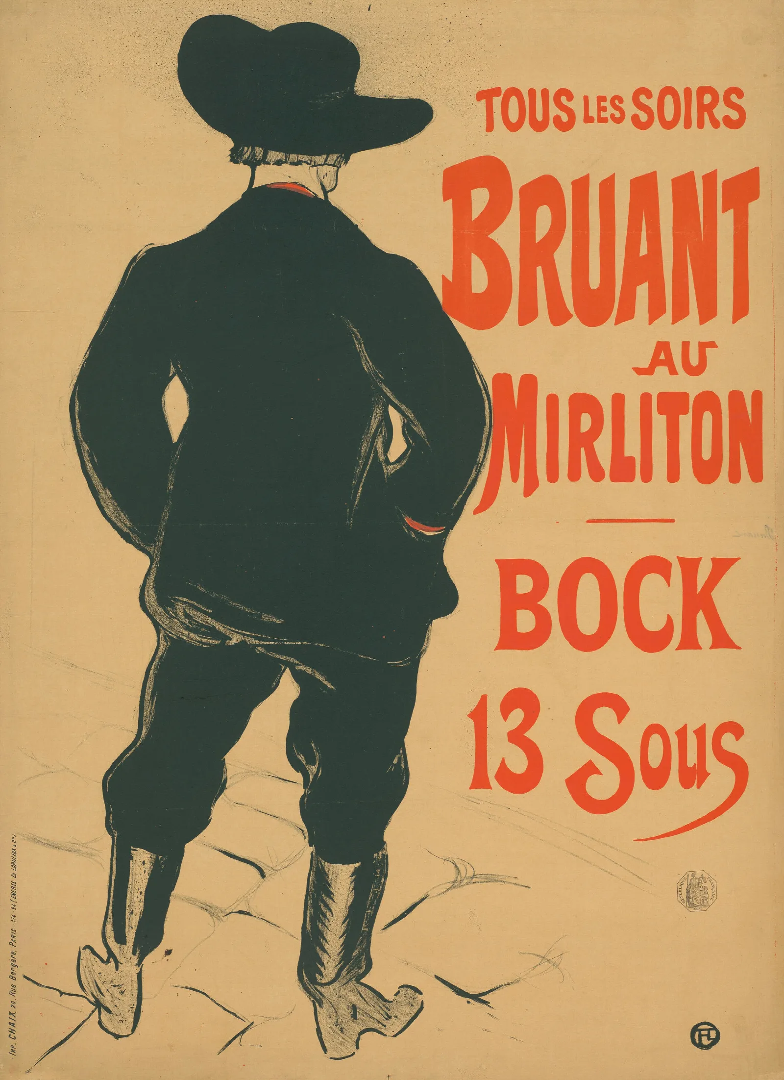 Tous Les Soirs Bruant Au Mirliton Wall Art by Henri de Toulouse-Lautrec - Canvas Print