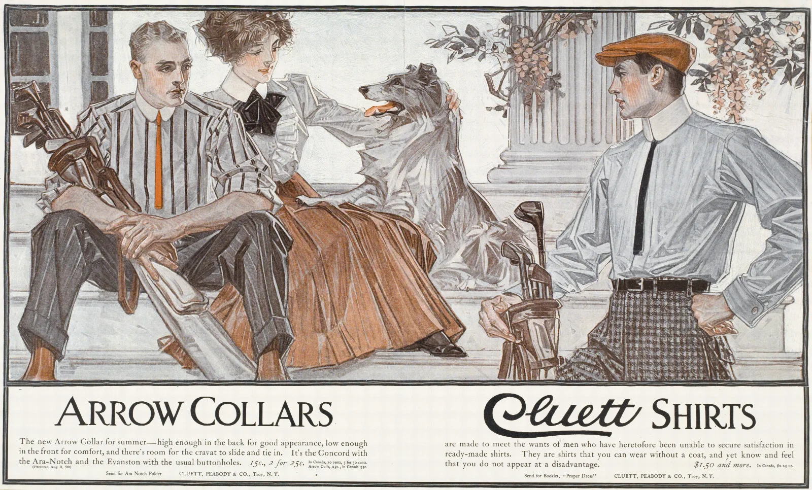 Arrow Collars Cluett Shirts 4 Wall Art by Joseph Christian Leyendecker - Canvas Print