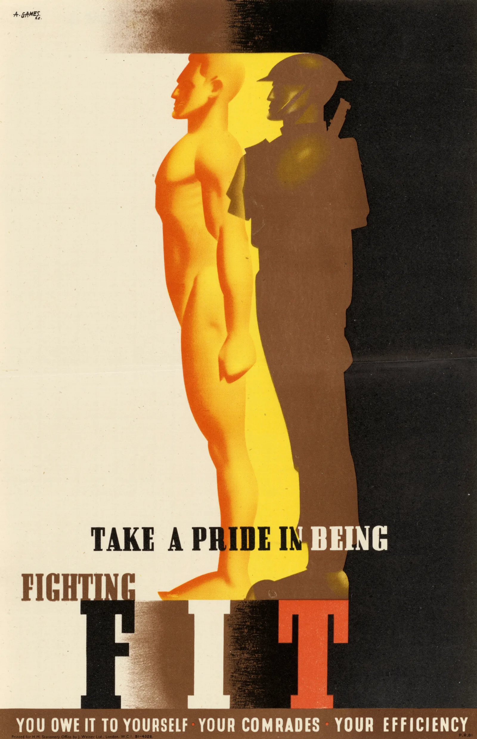 Take A Pride In Being Fighting Fit Wall Art by Abram Games - Canvas Print