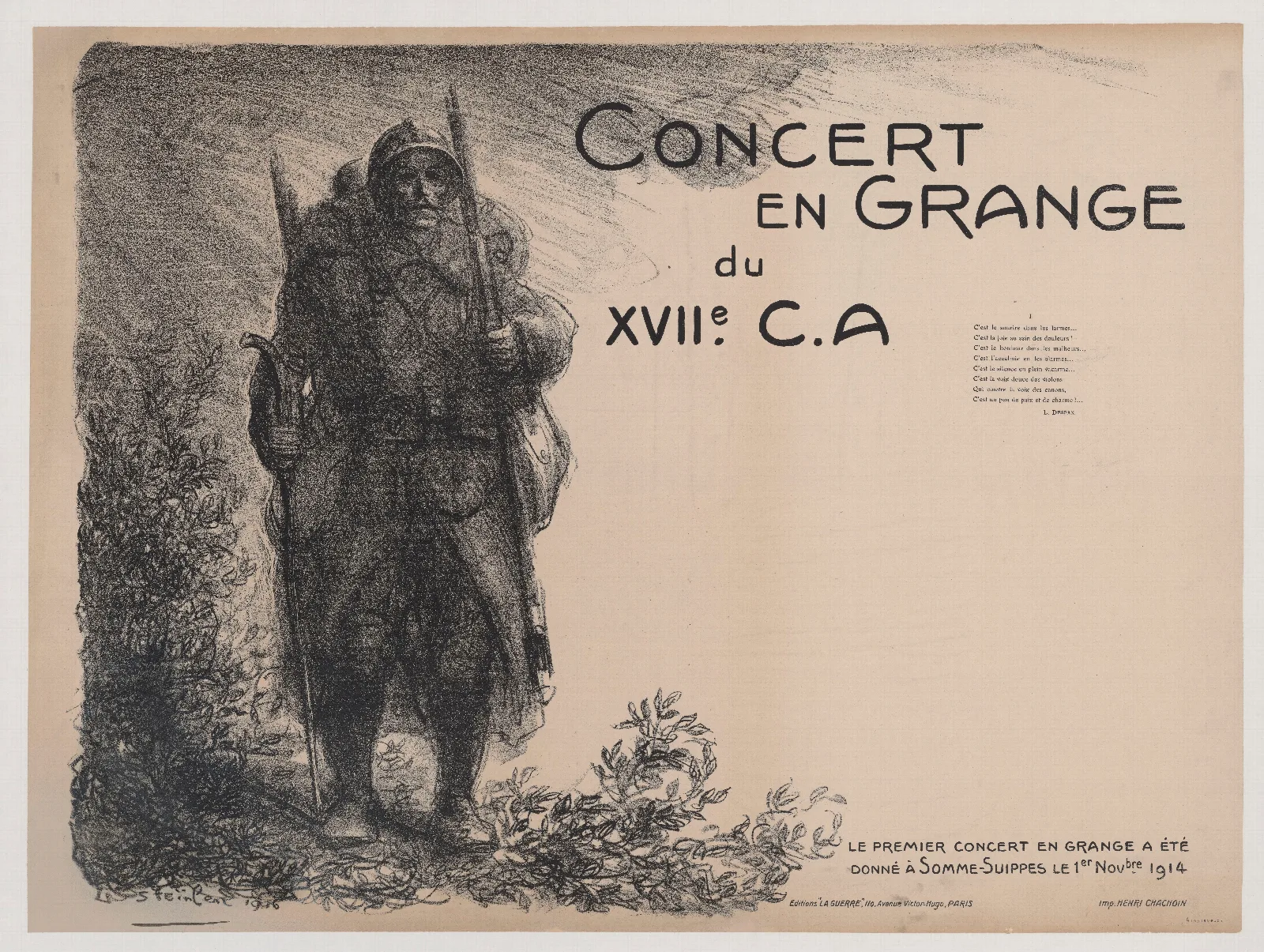 Concert En Grange Du Xviie C A Le Premier Concert En Grange A Ete Donne A Somme Suippes Le 1er Novembre 1914 Wall Art by Théophile Alexandre Steinlen - Canvas Print