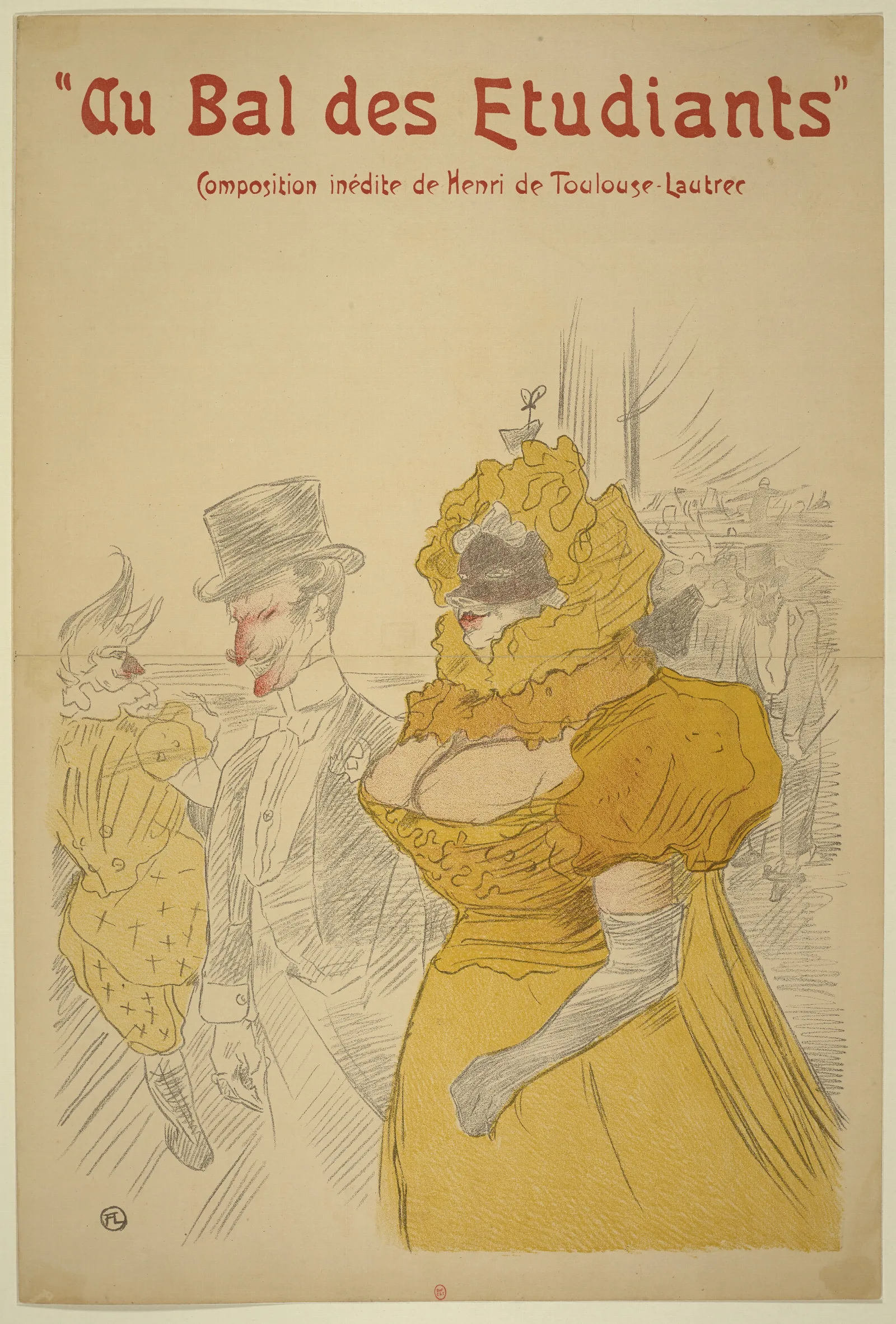 Au Bal Des Etudiants 2 Wall Art by Henri de Toulouse-Lautrec - Canvas Print