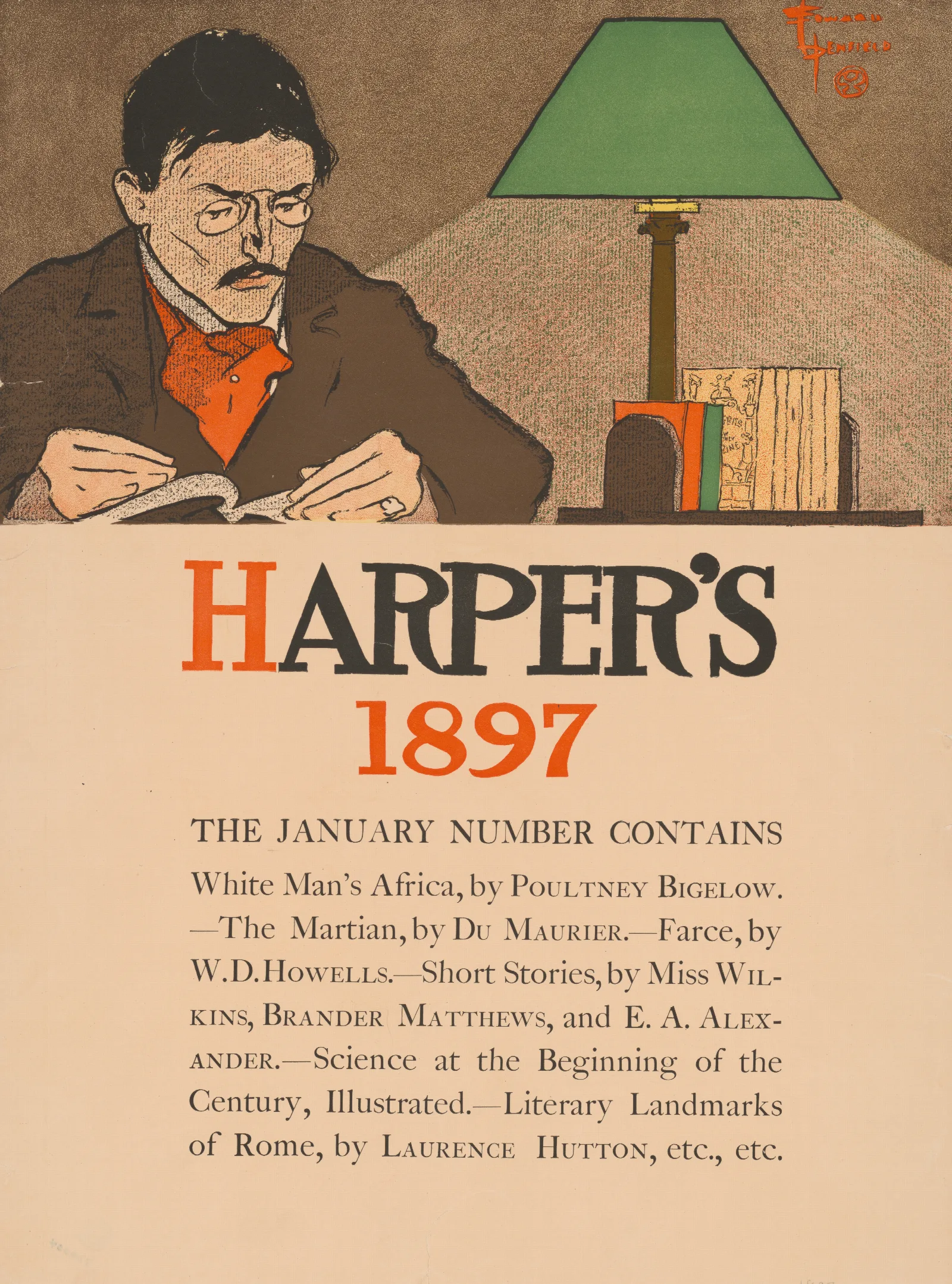 Harpers 1897 January Number Contains Wall Art by Edward Penfield - Canvas Print