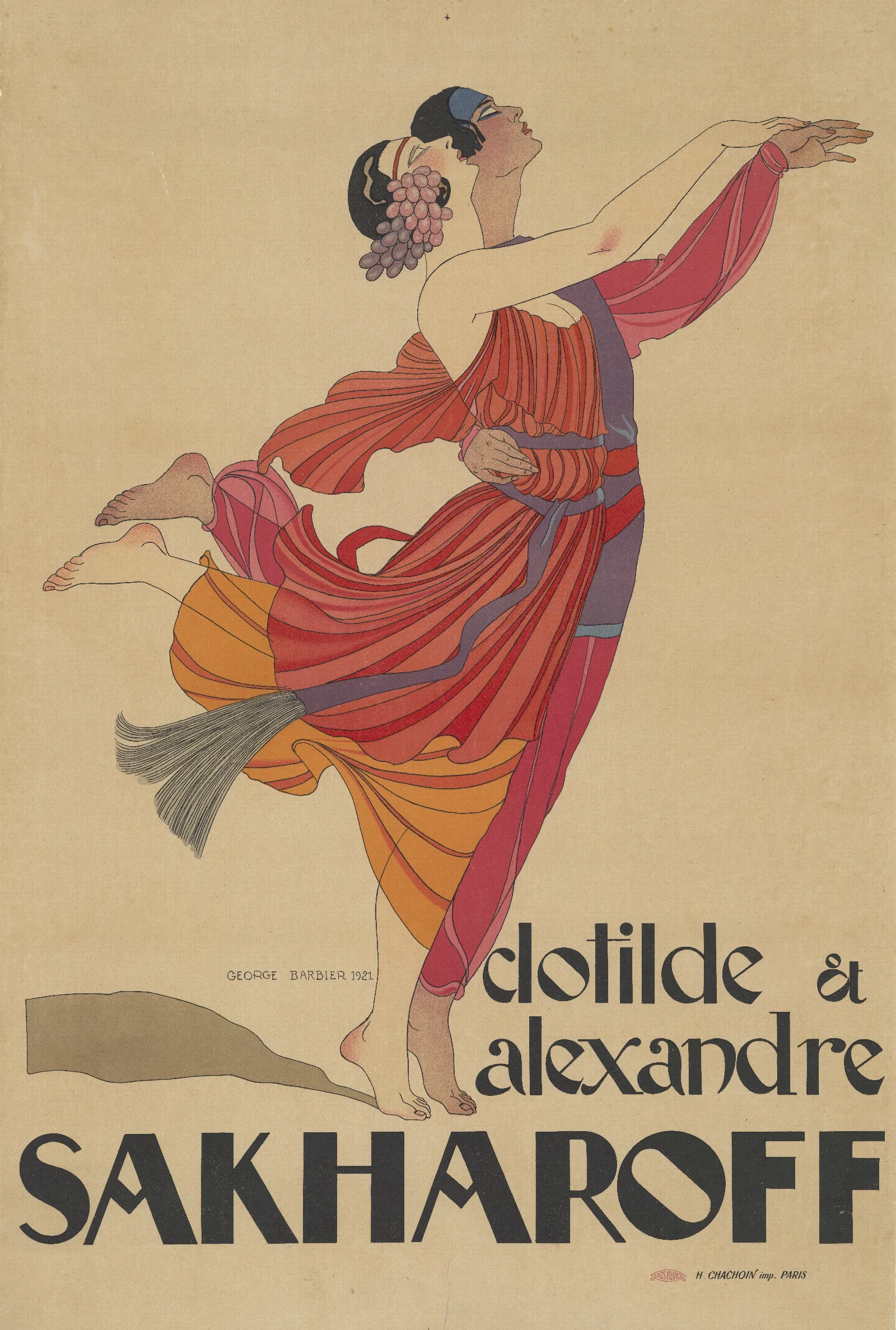 Clothilde Et Alexandre Sakharoff Wall Art by George Barbier - Canvas Print