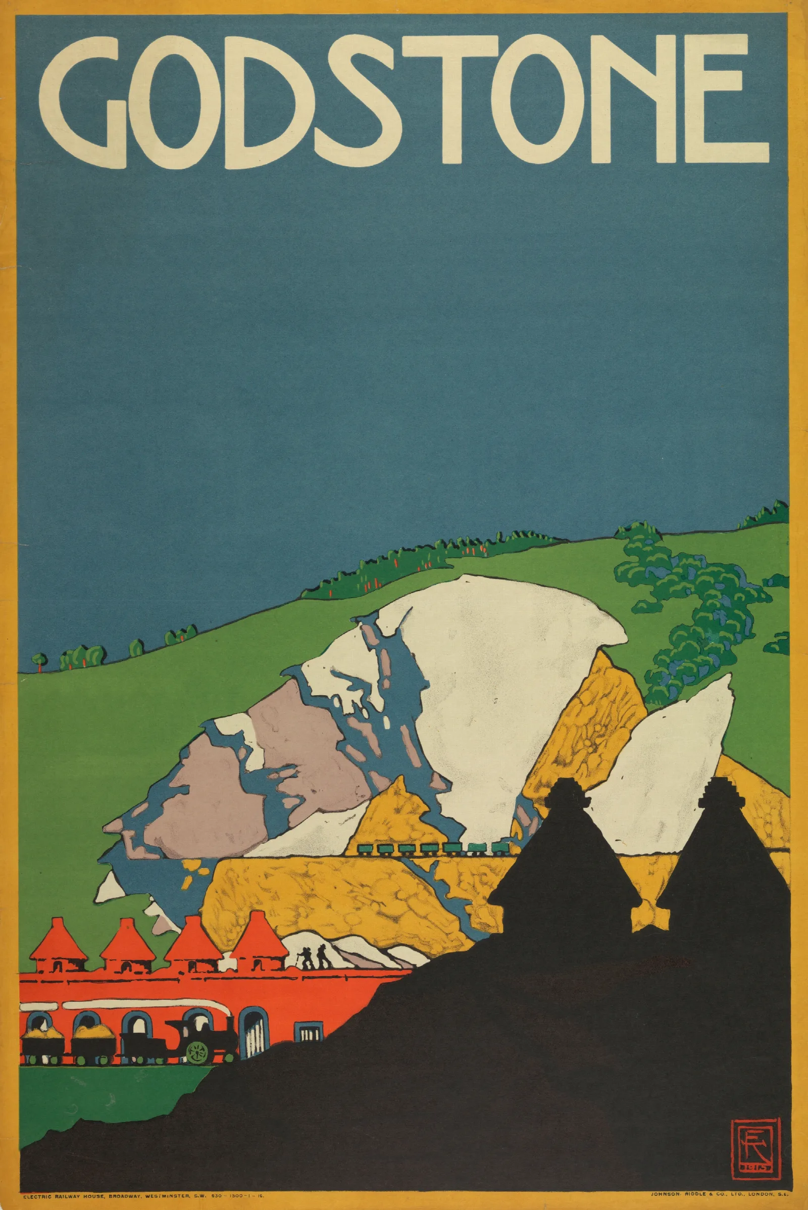 Godstone London Underground Wall Art by Edward McKnight Kauffer - Canvas Print