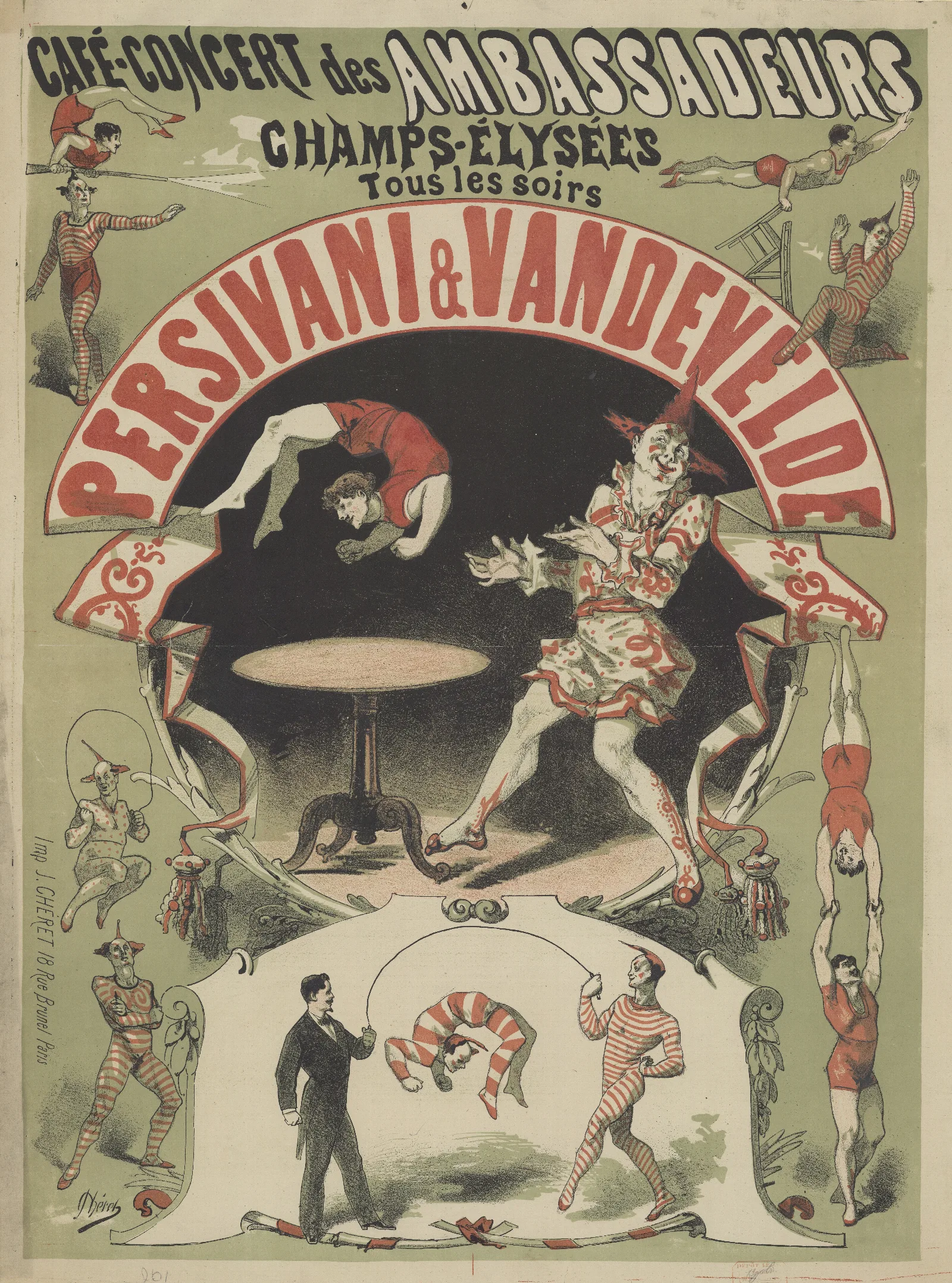 Cafe Concert Des Ambassadeurs Persivani Et Vandevelde Wall Art by Jules Chéret - Canvas Print