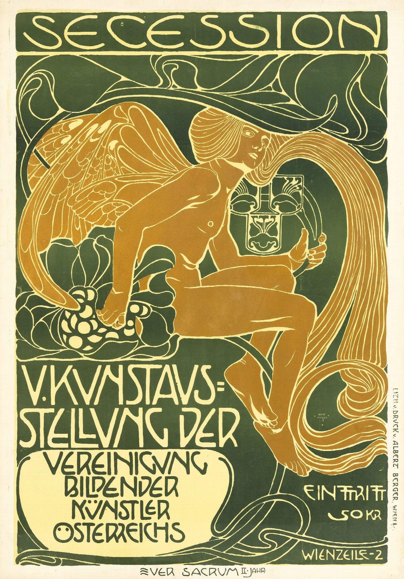 Plakat Fur Die 5 Ausstellung Der Secession Wall Art by Koloman Moser - Canvas Print