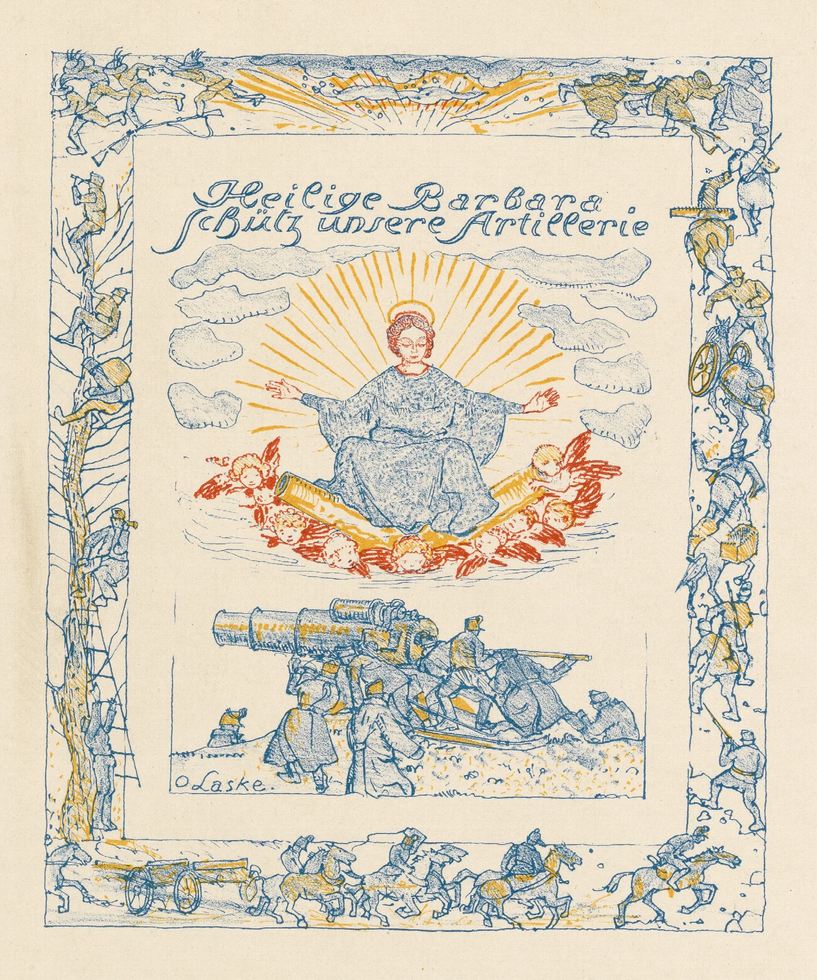 Heilige Barbara Schutz Unsere Artillerie Wall Art by Oskar Laske - Canvas Print
