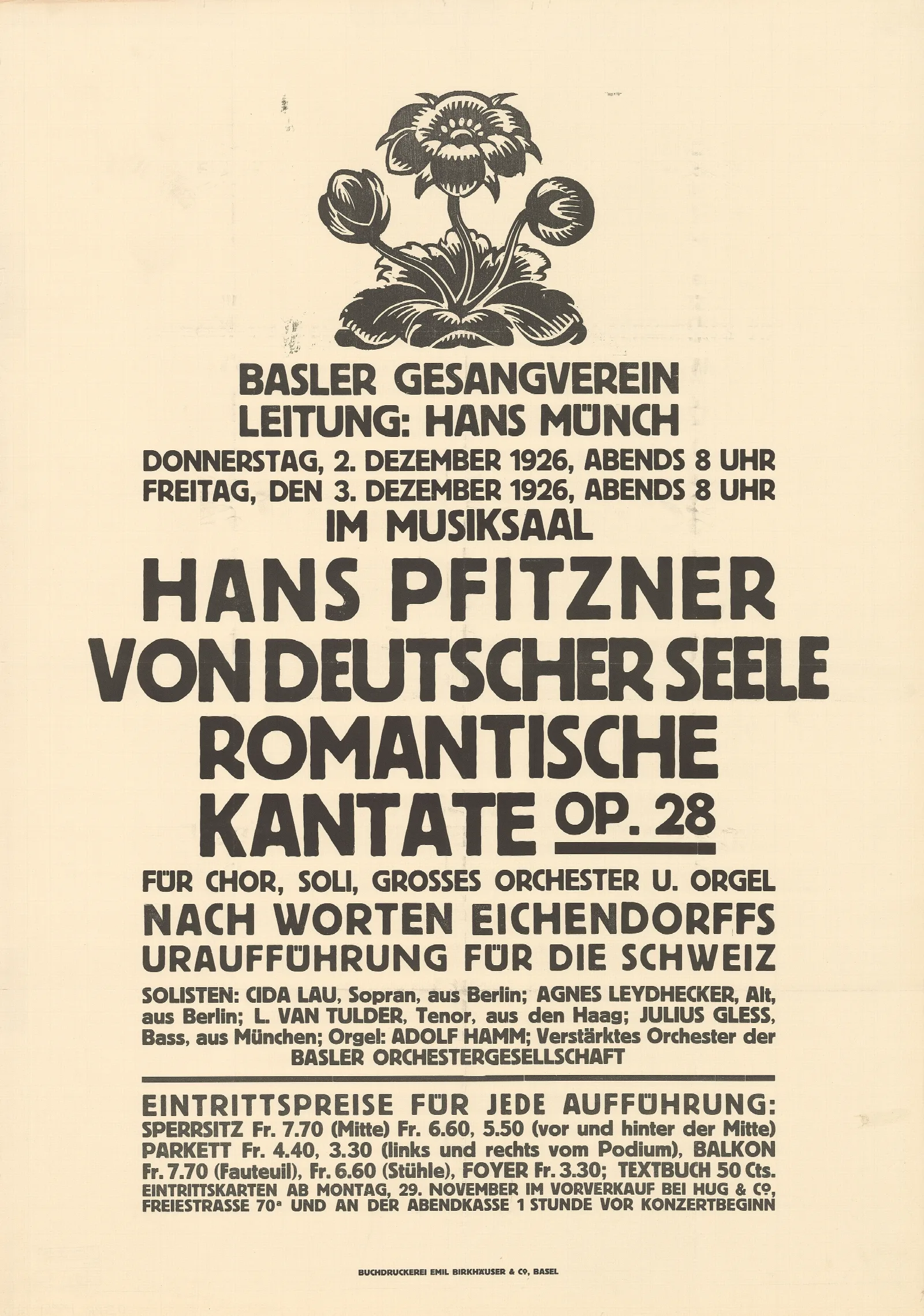 Basler Gesangverein Hans Pfitzner Von Deutscher Seele Romantische Kantate Wall Art by Burkhard Mangold - Canvas Print