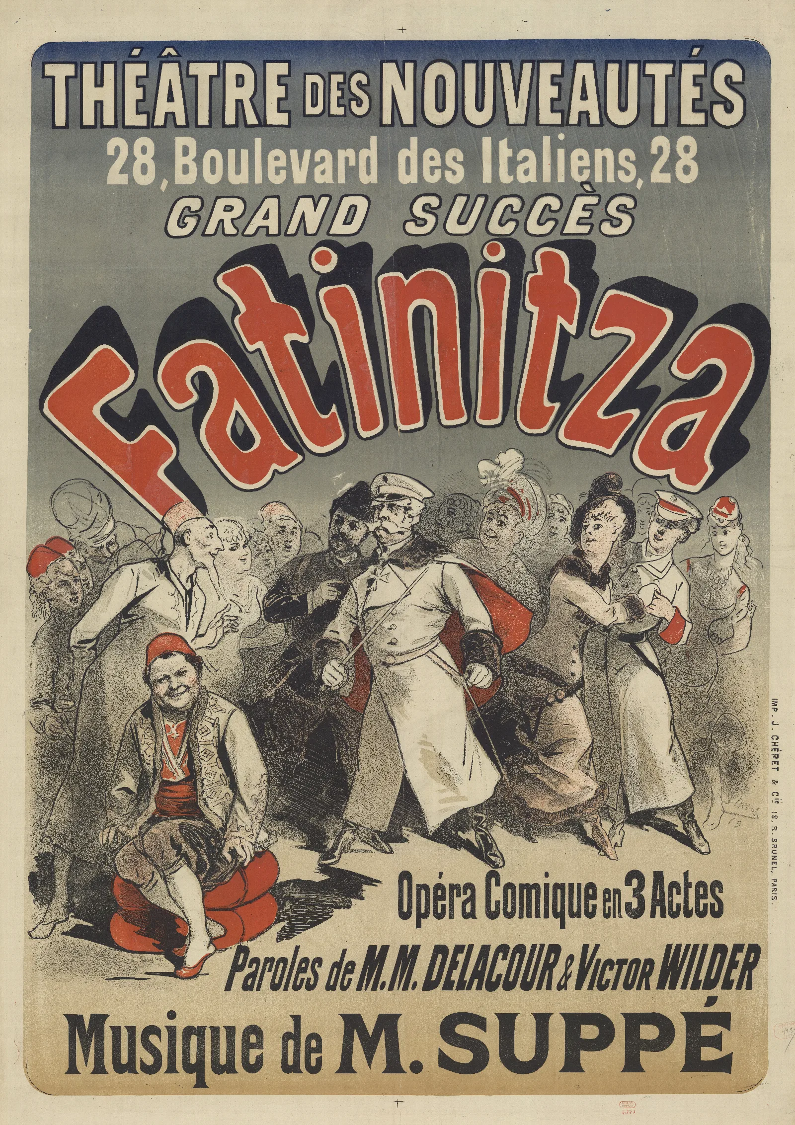 Theatre Des Nouveautes Fatinitza Musique De M Suppe Wall Art by Jules Chéret - Canvas Print