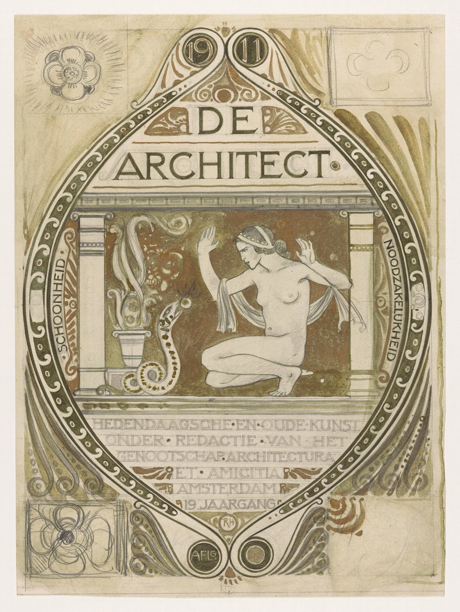 Ontwerp Voor De Omslag Van De Architect Wall Art by Richard Nicolaüs Roland Holst - Canvas Print