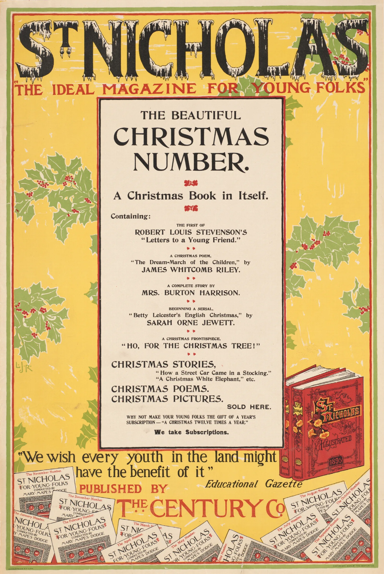 St Nicholas The Beautiful Christmas Number Wall Art by Louis Rhead - Canvas Print
