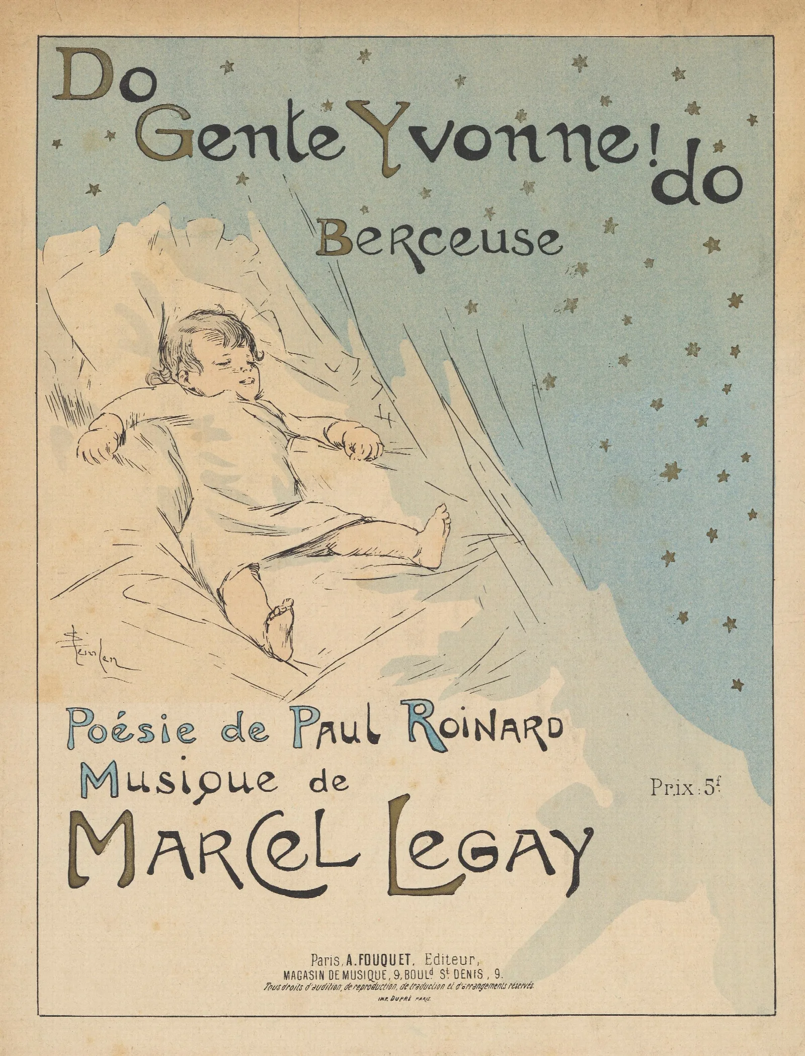 Do Gente Yvonne Do Berceuse Poesie De Paul Roinard Musique De Marcel Legay Wall Art by Théophile Alexandre Steinlen - Canvas Print