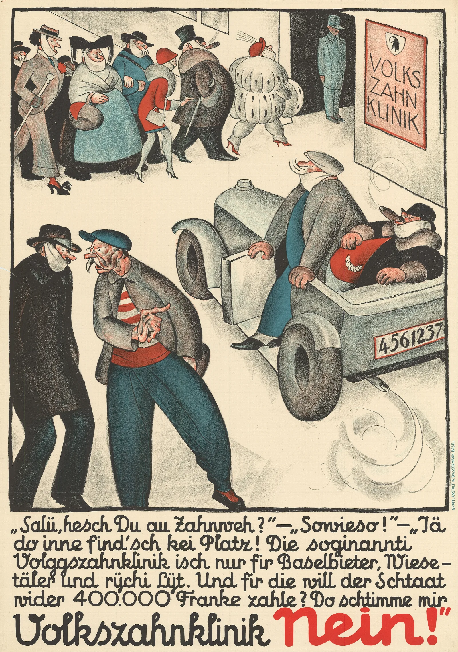 Volkszahnklinik Nein Wall Art by Otto Plattner - Canvas Print