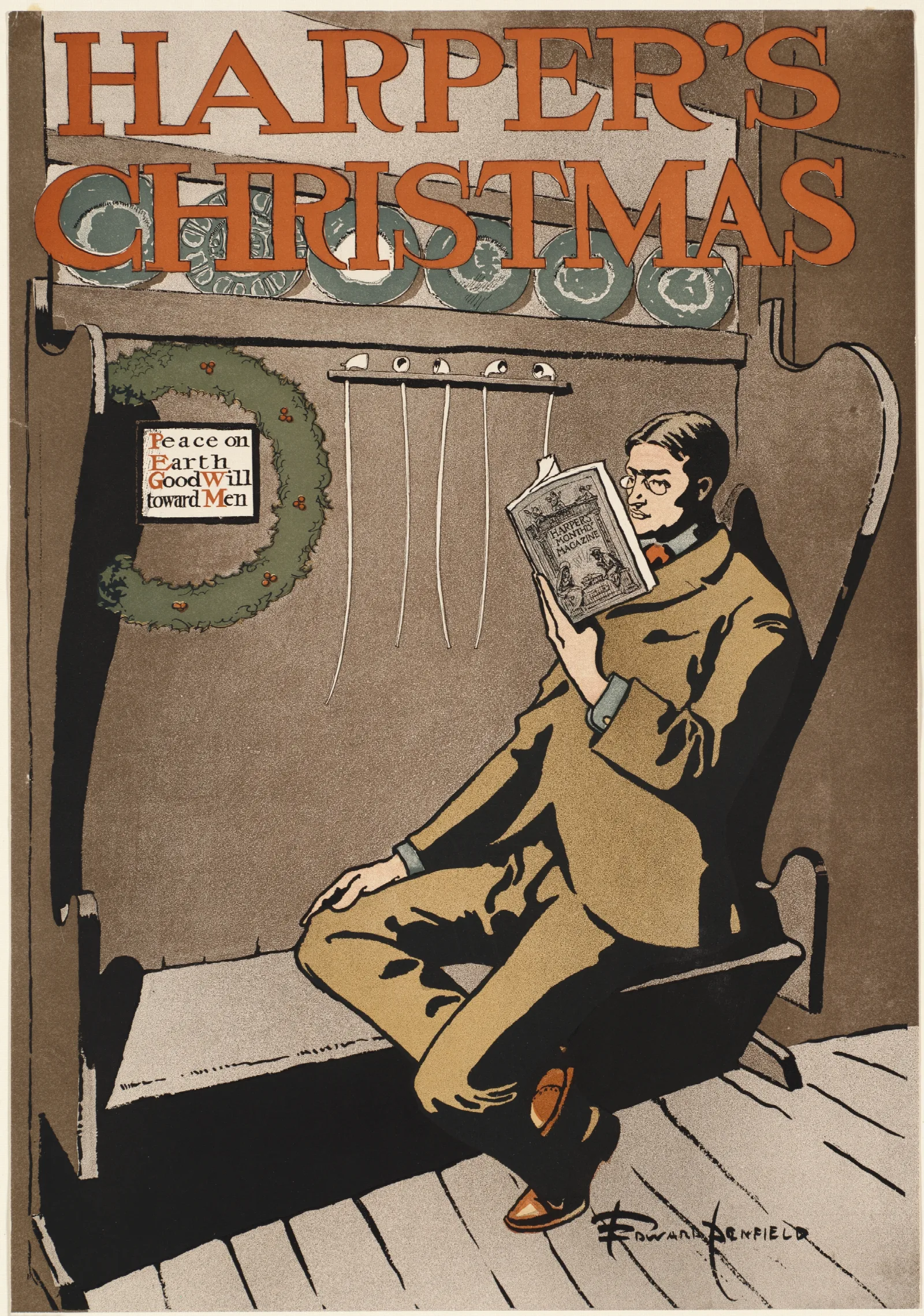 Harpers Christmas 4 Wall Art by Edward Penfield - Canvas Print