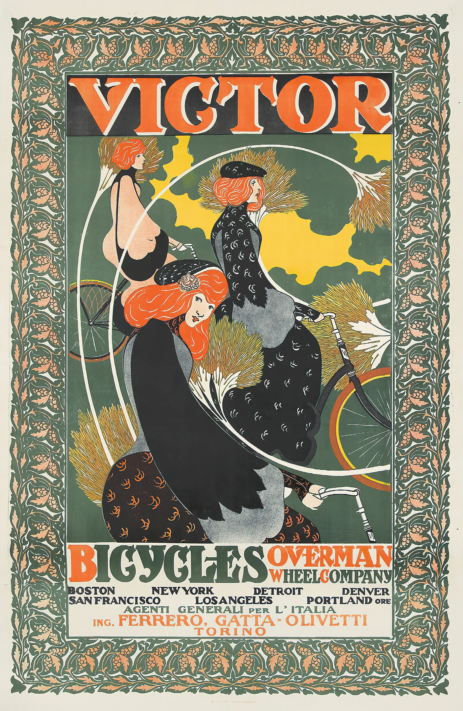 Victor Bicycles 2 Wall Art by Will Bradley - Canvas Print