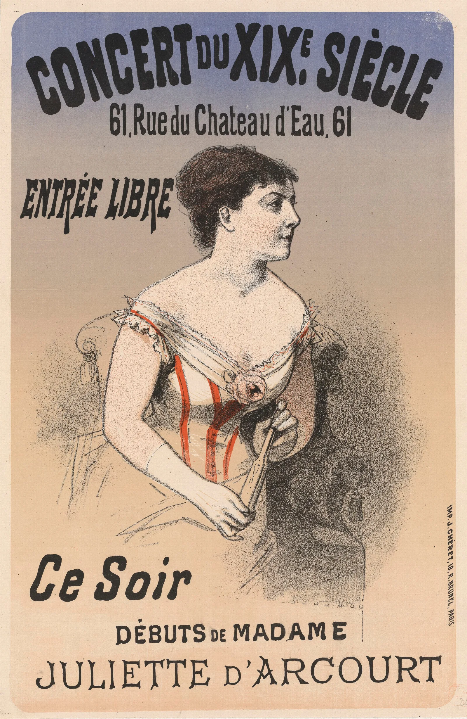 Concert Du Xixe Siecle Ce Soir Debuts De Madame Juliette Darcourt Wall Art by Jules Chéret - Canvas Print