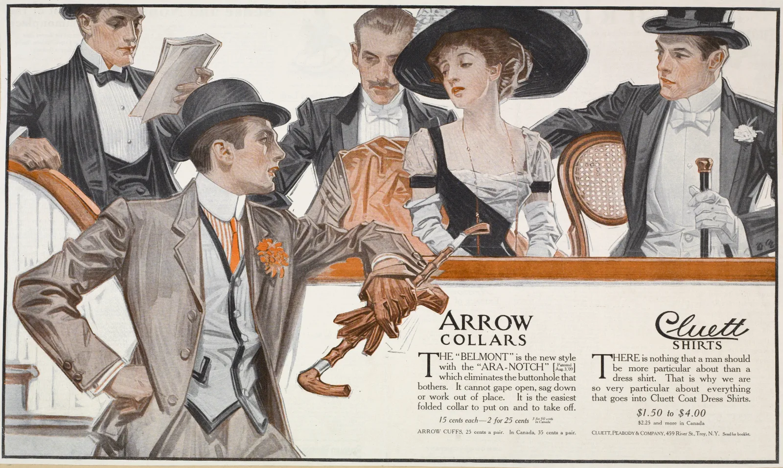 Arrow Collars Cluett Shirts Wall Art by Joseph Christian Leyendecker - Canvas Print