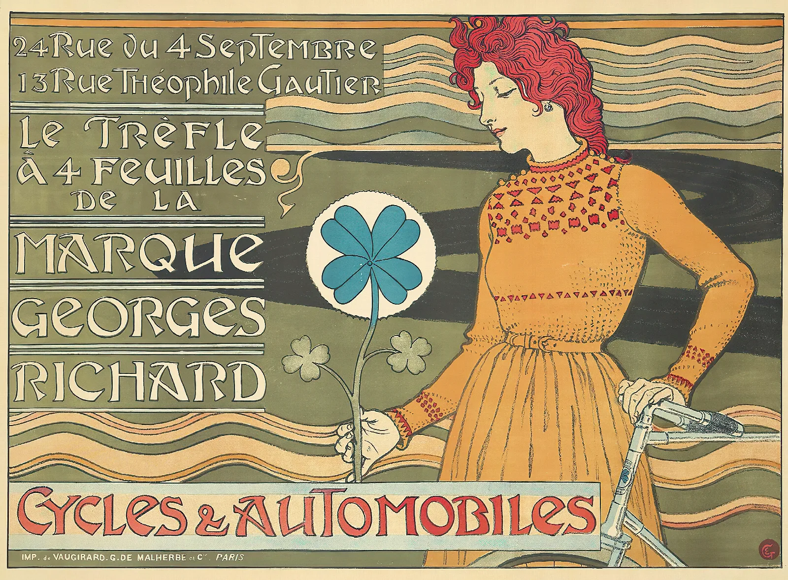 Marque Georges Richard Cycles Automobiles Wall Art by Eugène Grasset - Canvas Print