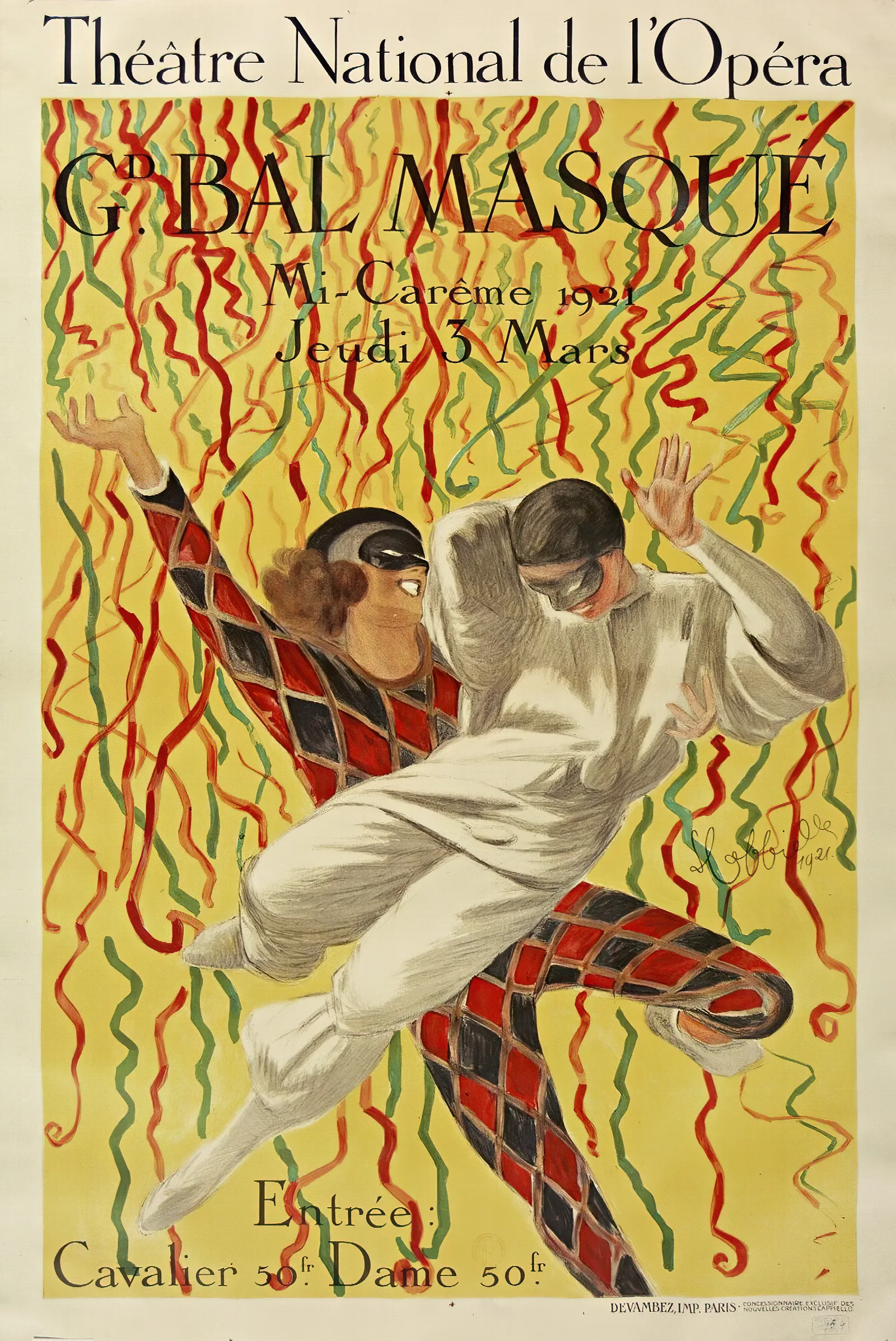 Theatre National De Lopera Grand Bal De La Mi Careme Wall Art by Leonetto Cappiello - Canvas Print