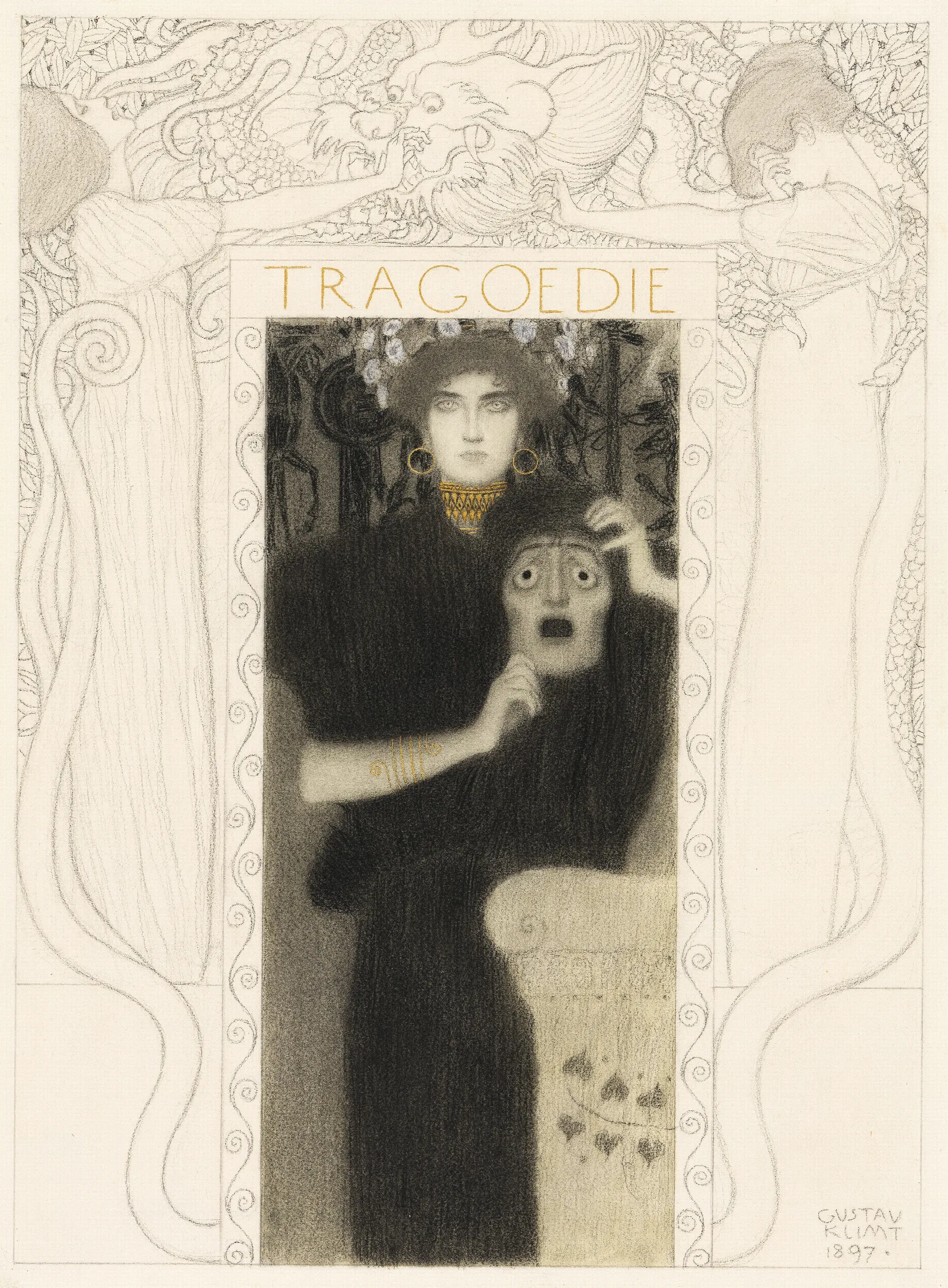 Tragodie Wall Art by Gustav Klimt - Canvas Print