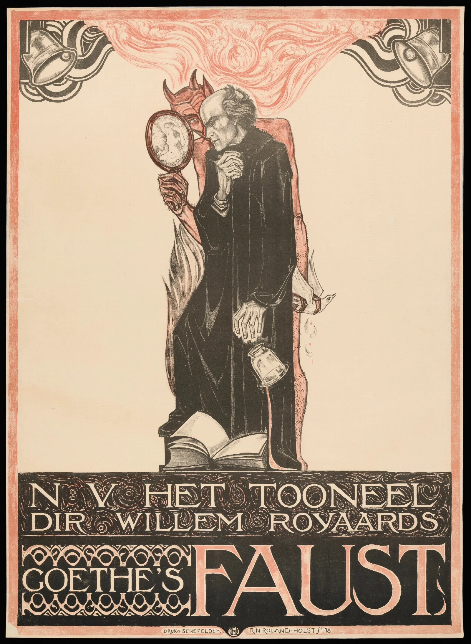 N V Het Tooneel Dir Willem Royaards Goethes Faust Wall Art by Richard Nicolaüs Roland Holst - Canvas Print