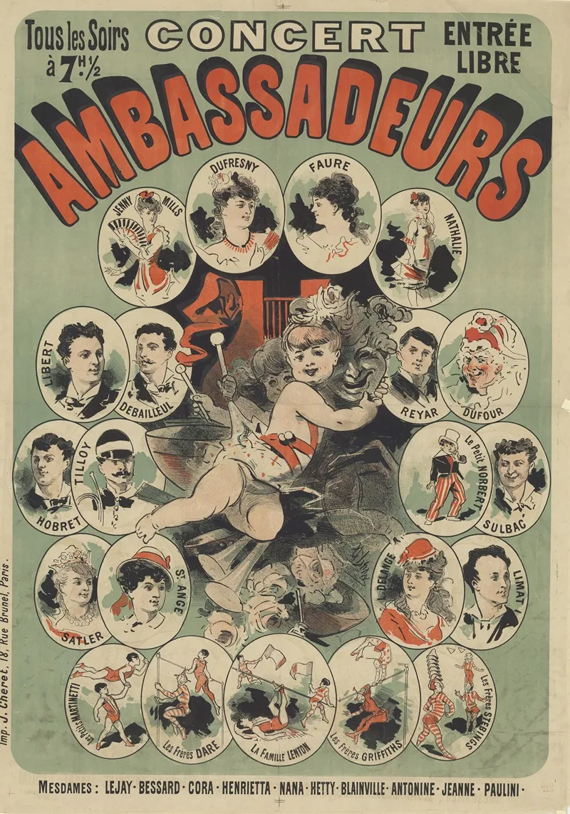 Concert Ambassadeurs 2 Wall Art by Jules Chéret - Canvas Print