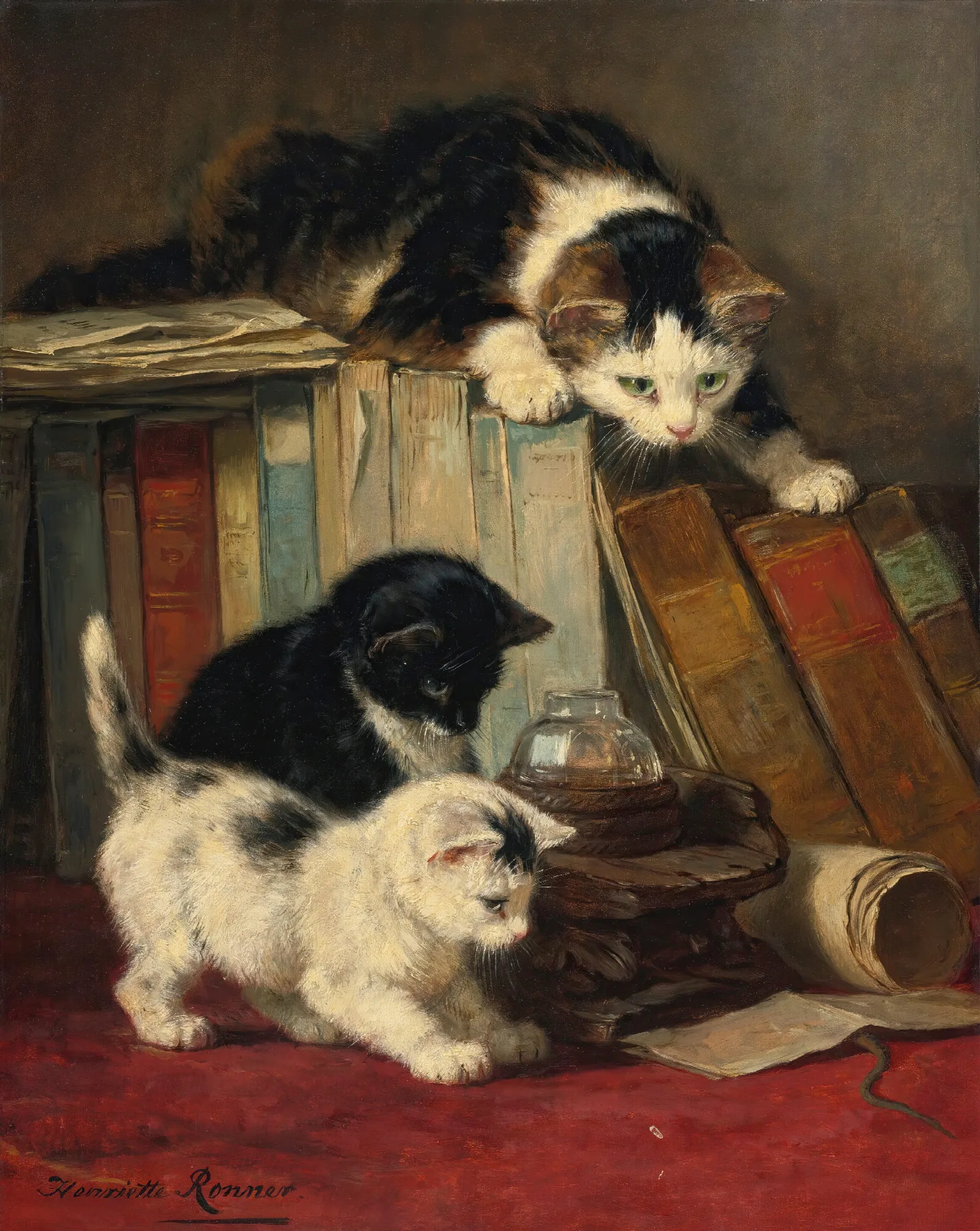 Watching The Prey Wall Art by Henriëtte Ronner-Knip - Canvas Print