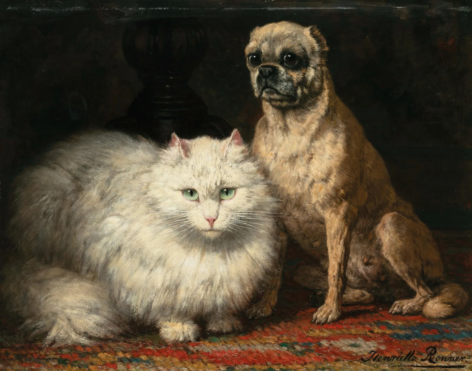 Two Friends 6 Wall Art by Henriëtte Ronner-Knip - Canvas Print