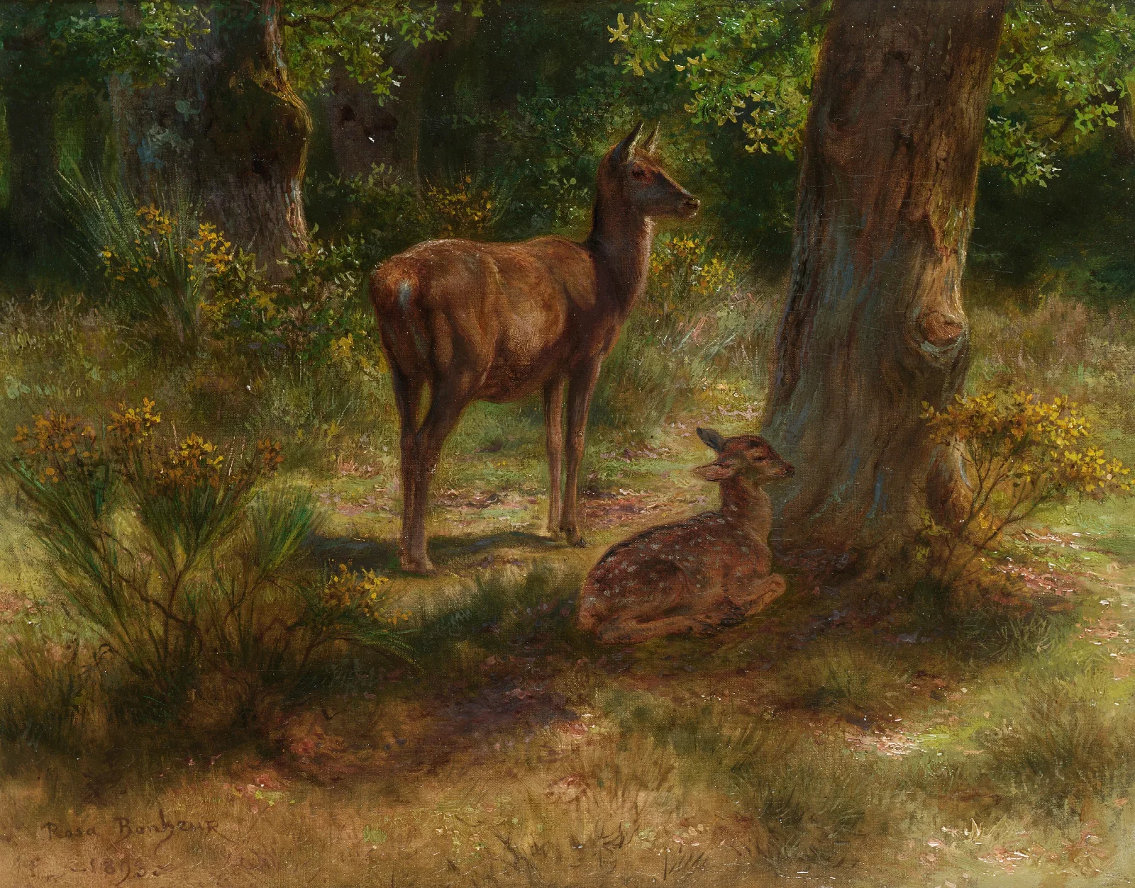 Les Cerfs Et Les Fauves Dans Un Bois Wall Art by Rosa Bonheur - Canvas Print