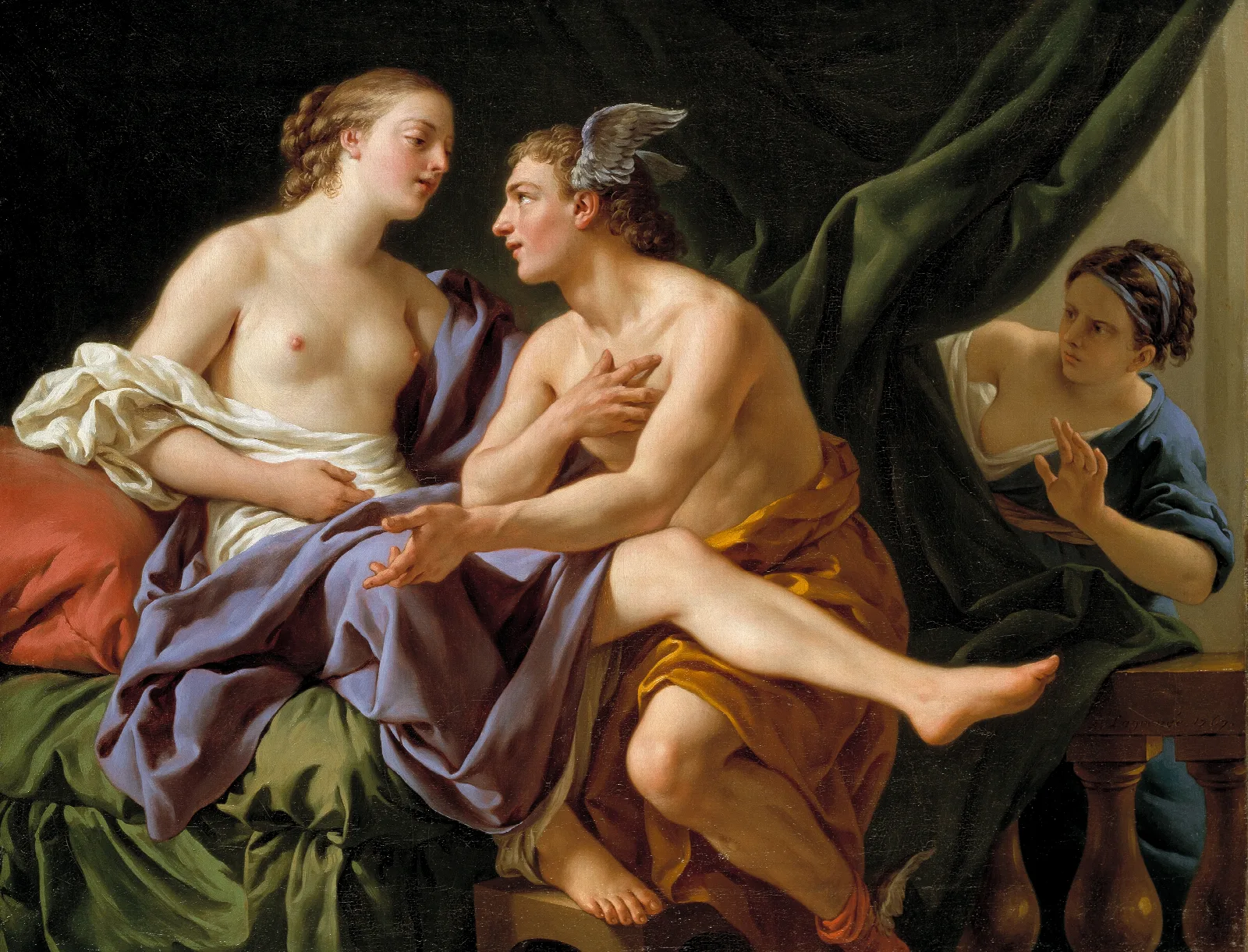Mercury Herse And Aglaura Wall Art by Louis-Jean-François Lagrenée - Canvas Print
