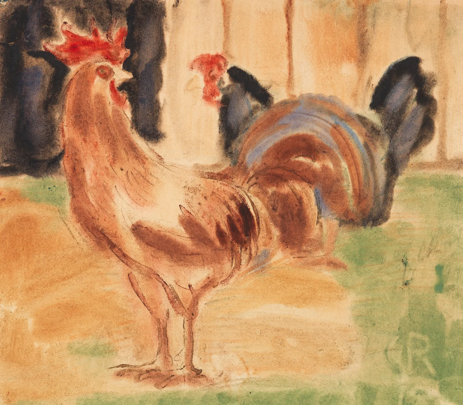 Hahn Und Huhn Wall Art by Christian Rohlfs - Canvas Print