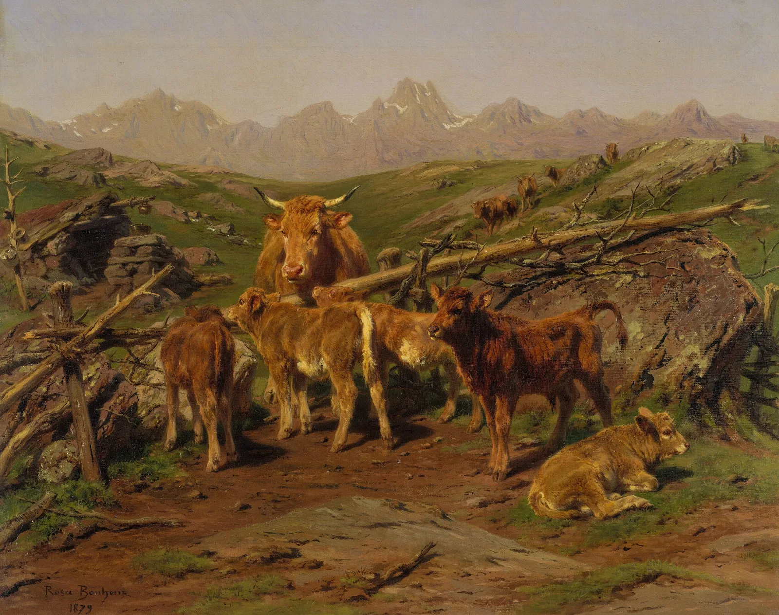 Weaning The Calves Wall Art by Rosa Bonheur - Canvas Print