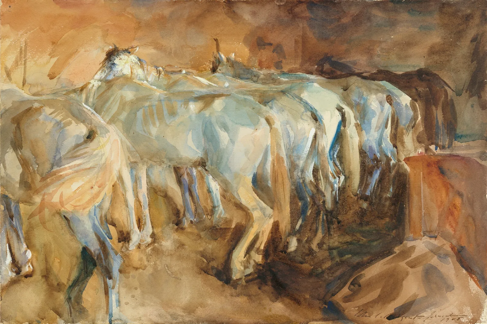 Bus Horses In Jerusalem Wall Art by John Singer Sargent - Canvas Print