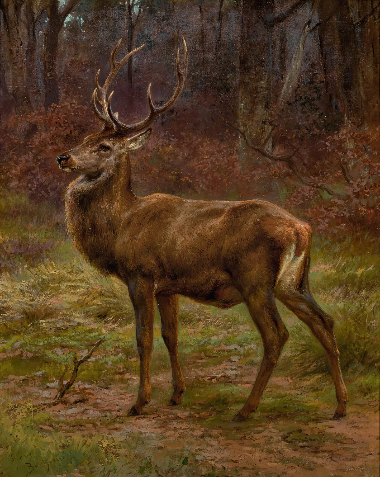 Stag In An Autumn Landscape Wall Art by Rosa Bonheur - Canvas Print